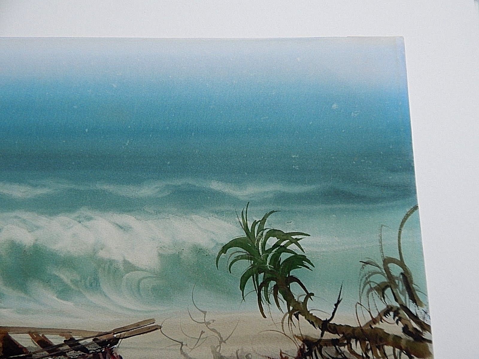 Crashing Ocean Waves, Original Beachfront Watercolor painting, By Vaughan. Mint.
