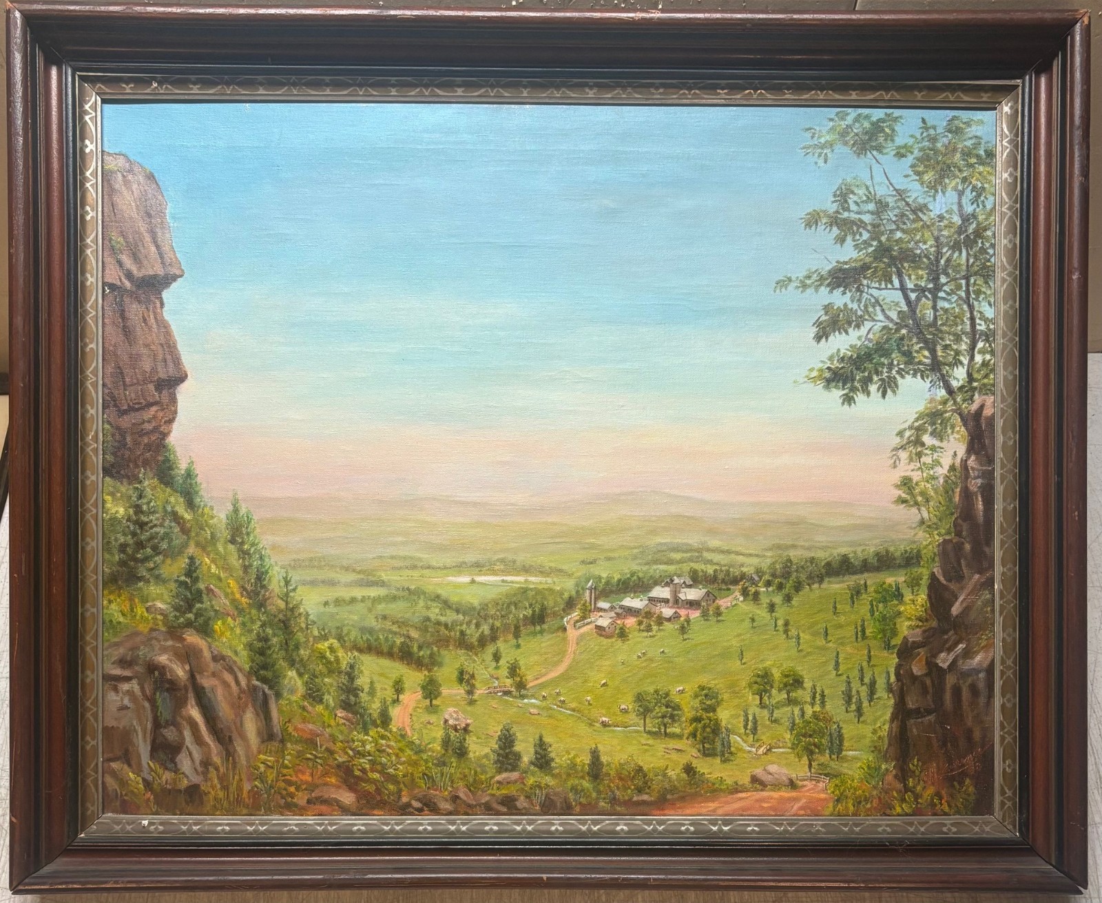 Original 1938 EJ Lawrence PINNACLE ROCK Farm WEST VIRGINIA State Park PAINTING