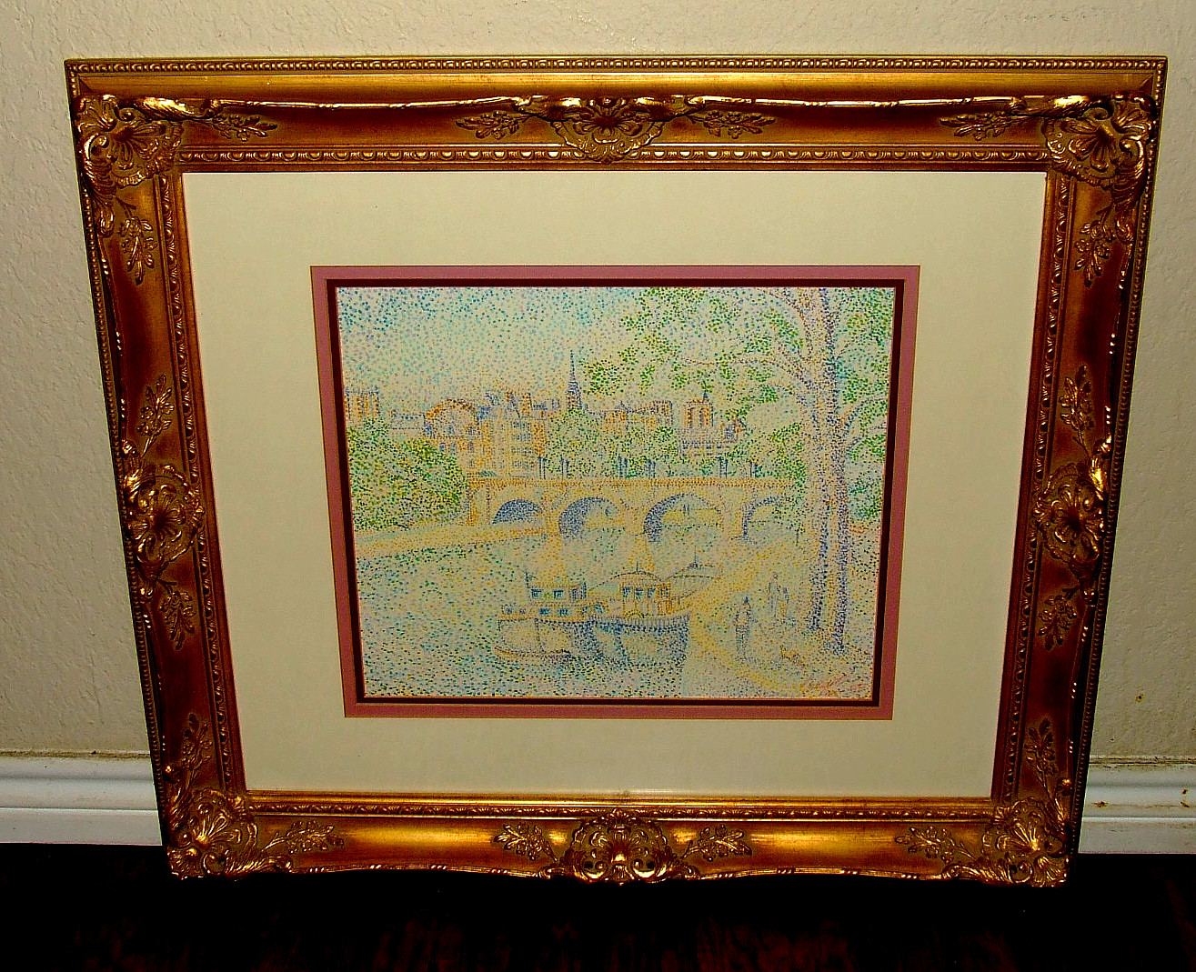 VINTAGE 1988 PAINTING POINTILLIST POINTILLISM IMPRESSIONISM LANDSCAPE SIGNED
