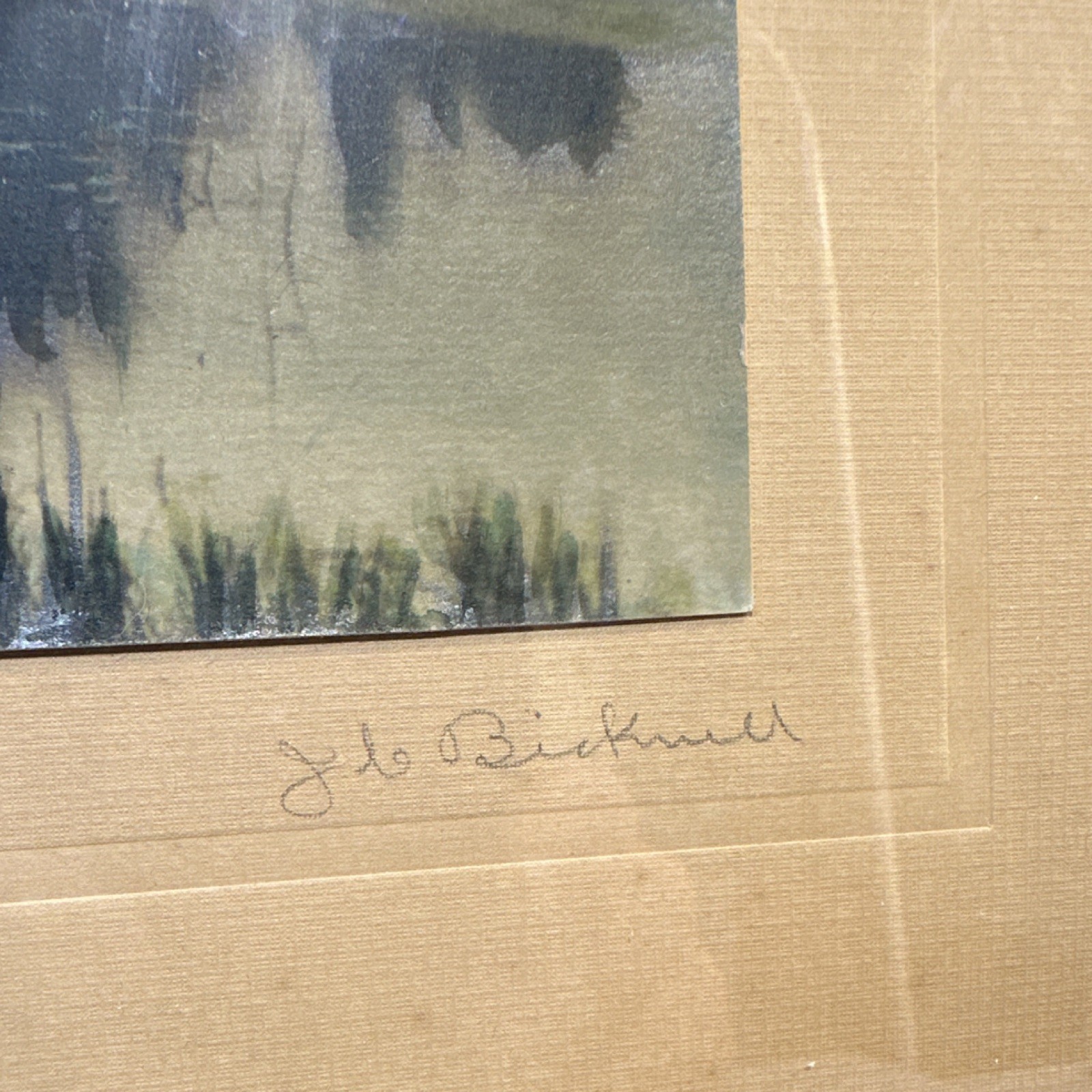 J. C. Bicknell Signed Framed Realism Landscape Painting ‘Twilight’, Lake, Trees