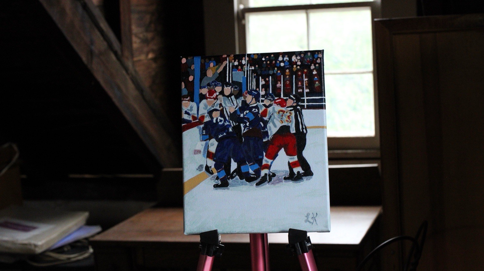 Original Painting 8”x10” Icebreaker, Hockey
