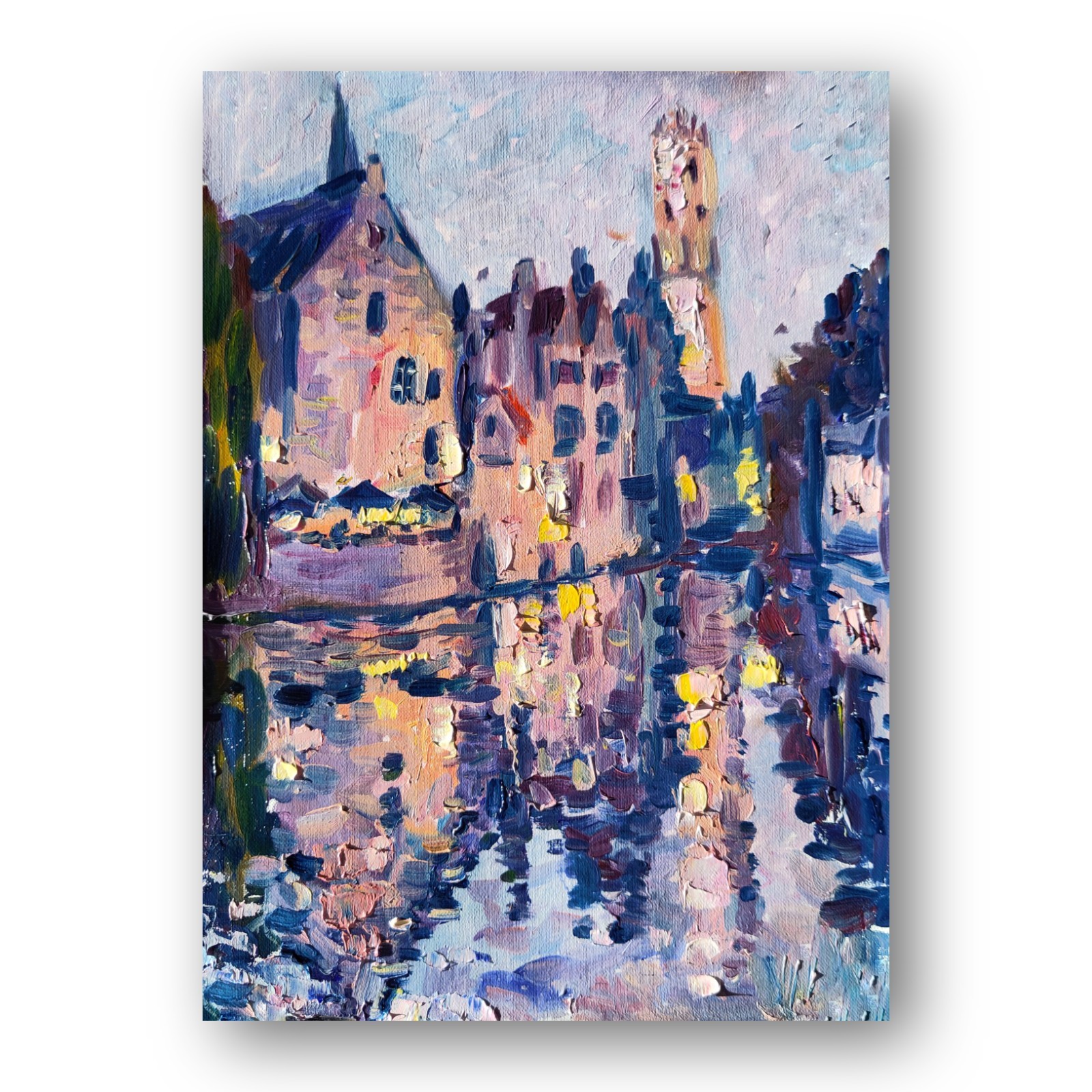 Bruges art ORIGINAL art Oil painting Belgium art