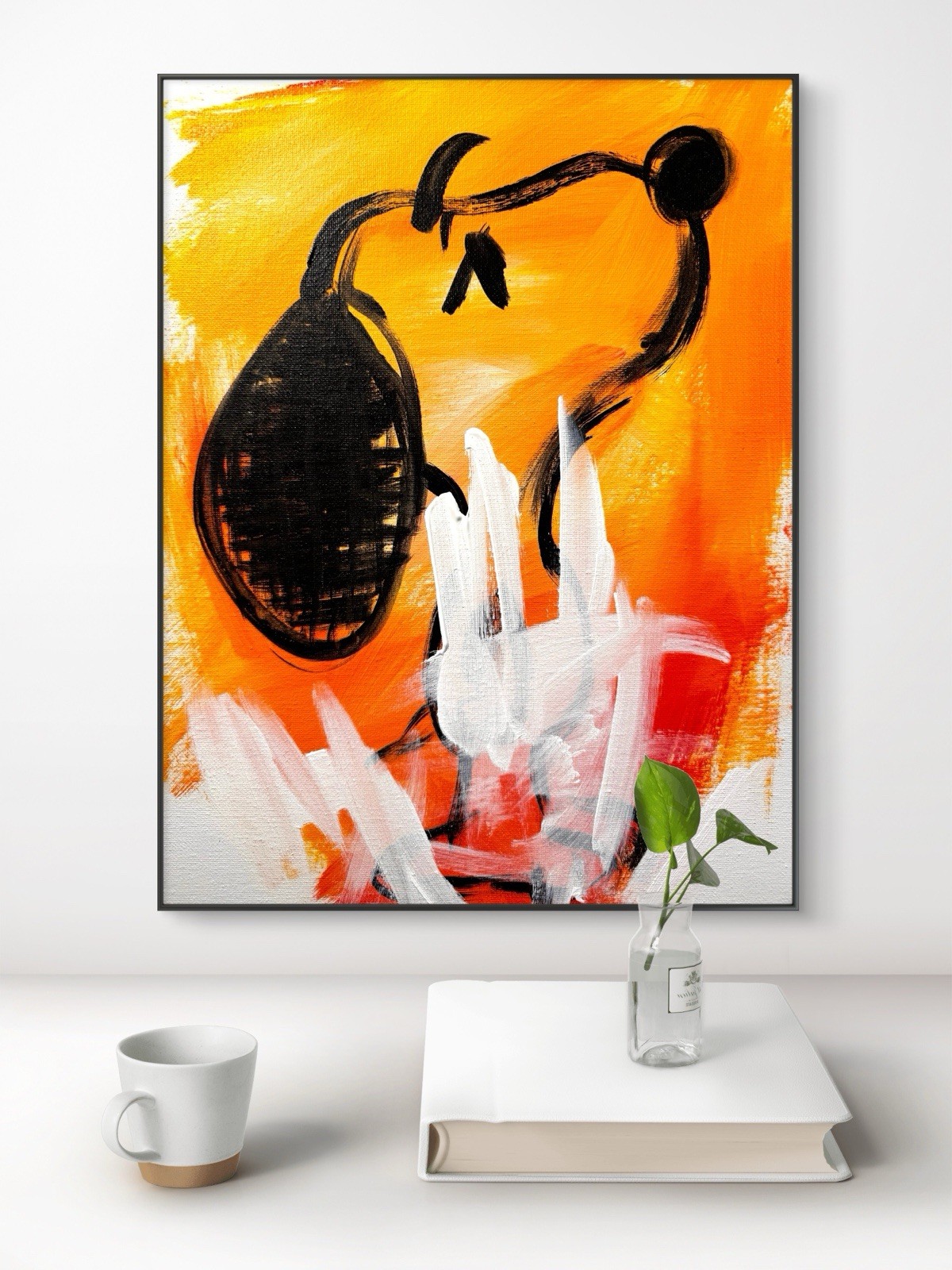 SAMATOWIC Original Abstract Snoopy Dog 11×14 Handmade Signed Fun Wall Art 275