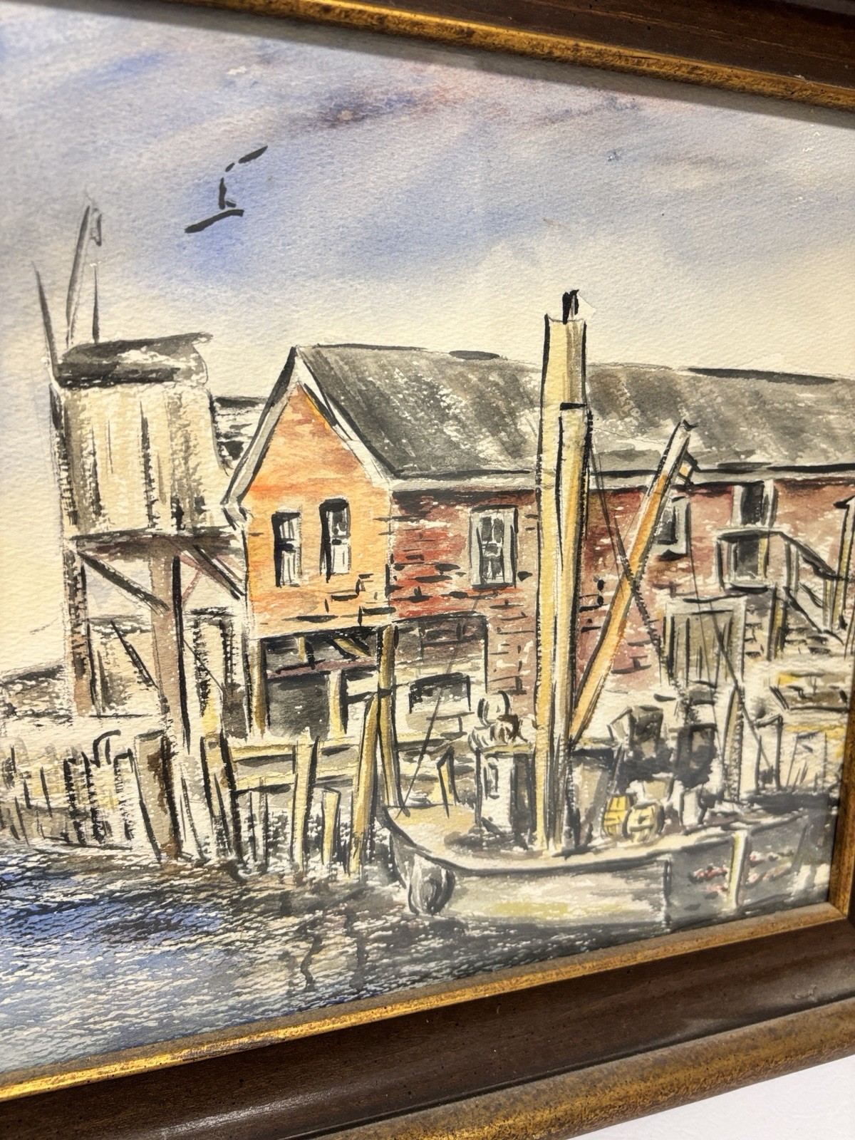 Marilyn H. Dwyer Signed Framed Watercolor Seascape Realism Canvas Medium