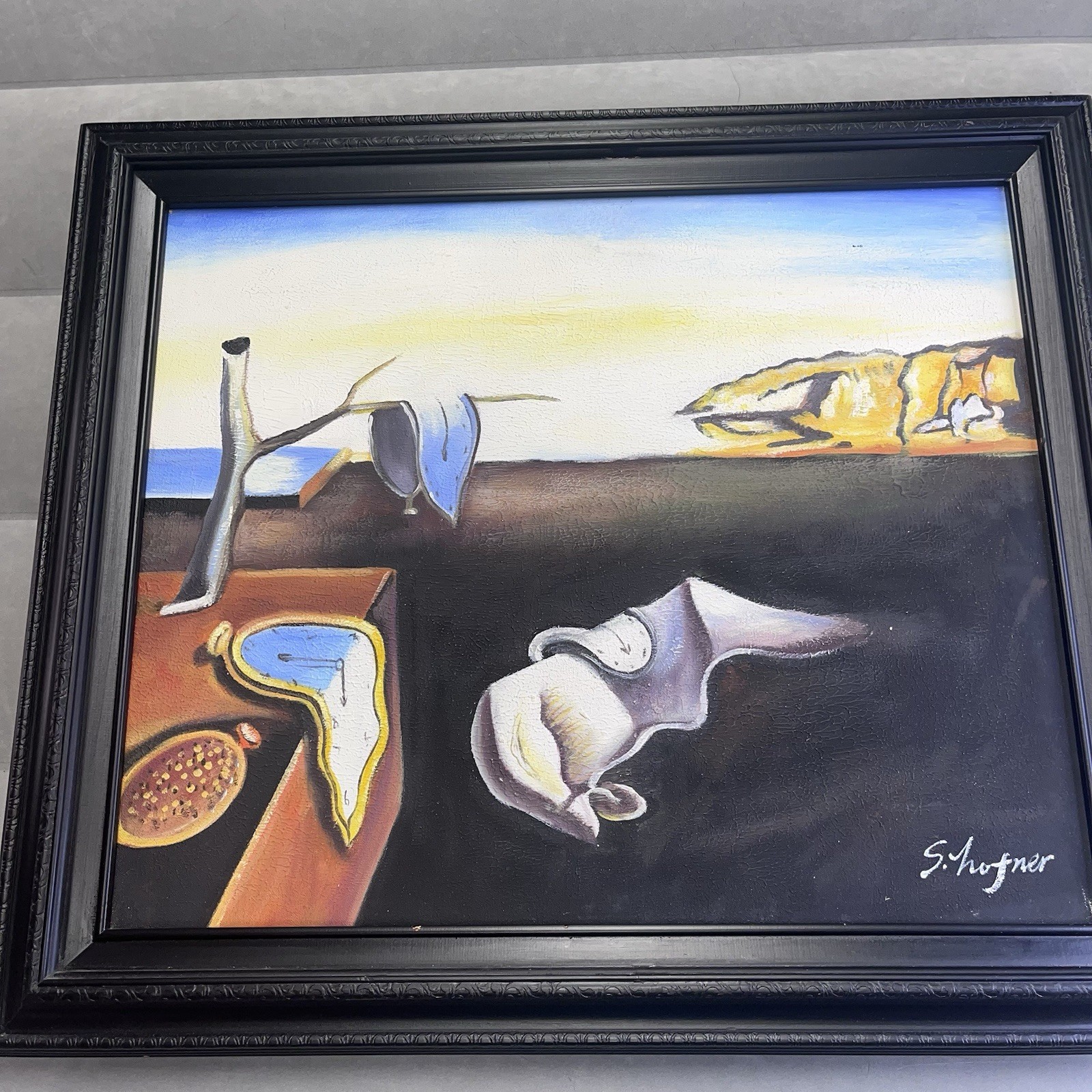 Persistence Of Memory, Surrealist, Original Signed S. Hofner Framed Art. 20×23