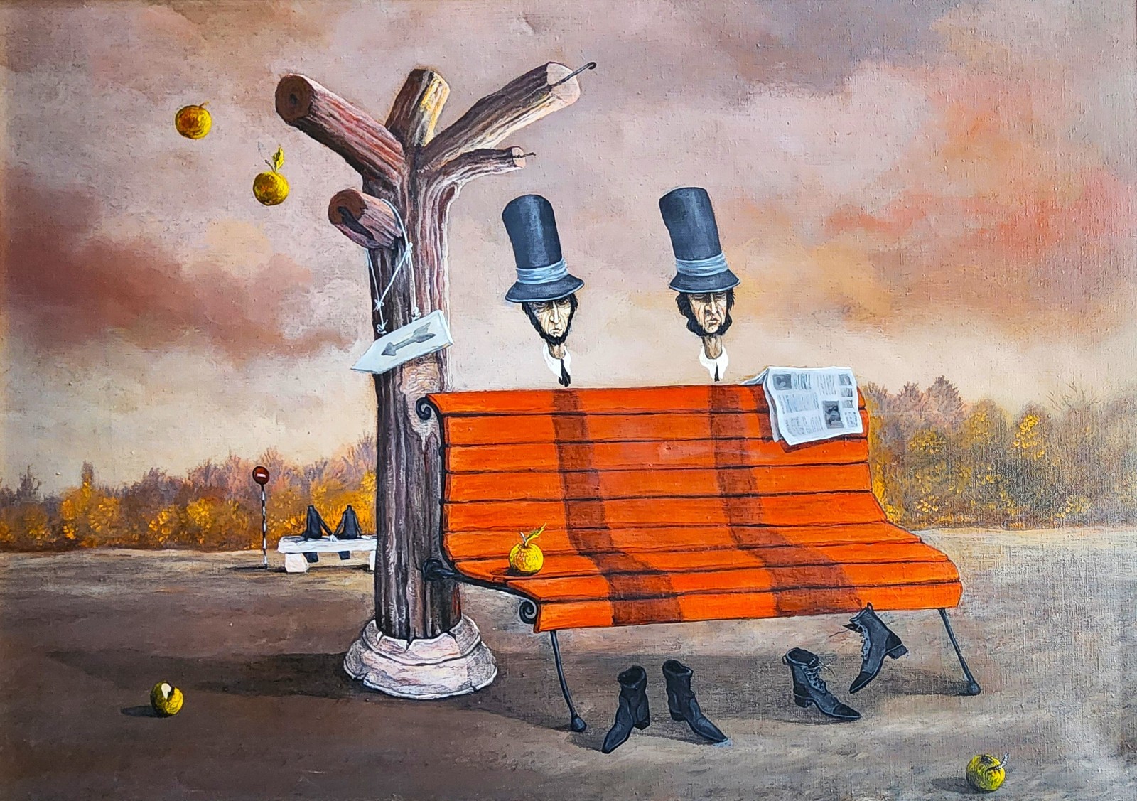 BARUCH ELRON (1934-2006), Large Oil on Canvas, Sitting on a Bench, Signed, 1971