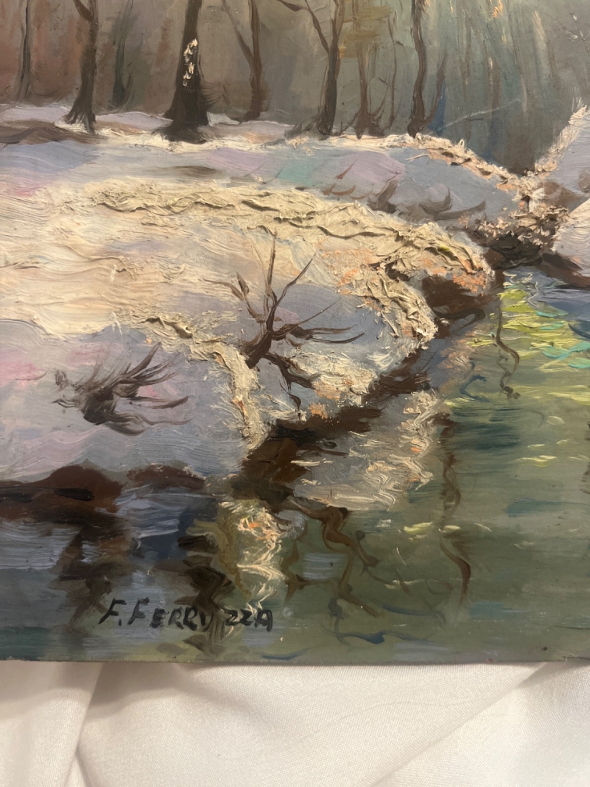 LISTED AMERICAN FRANK FERRUZZA ORIGINAL OIL on CANVAS 8X10