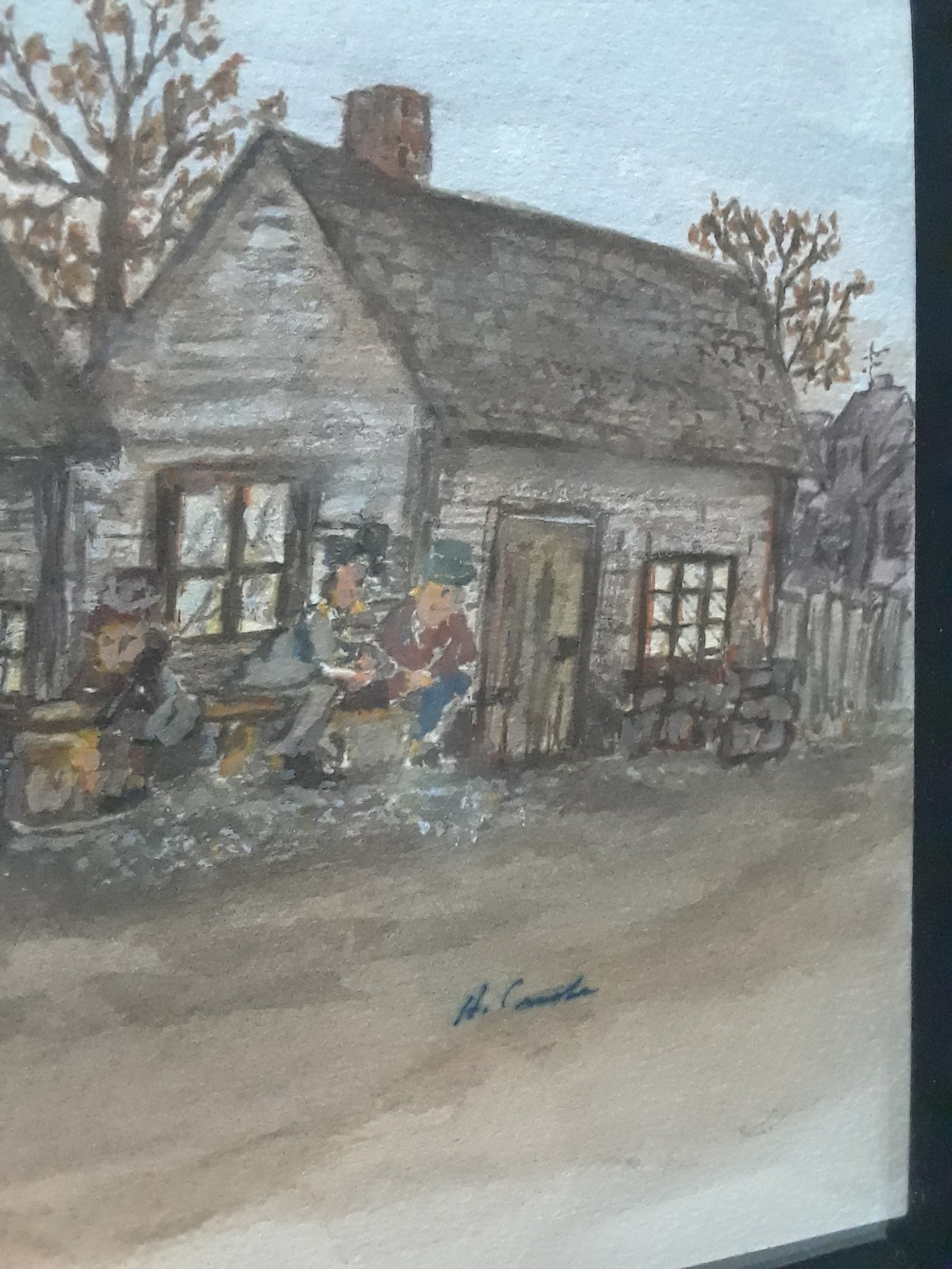 Original Acrylic Art Painting Eastern Seacoast Sign H. Crooks Framed under Glass