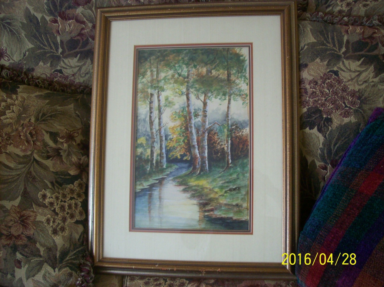Watercolor Forrest Painting Framed Under Glass By M.L. Brooks Sherman Kanas