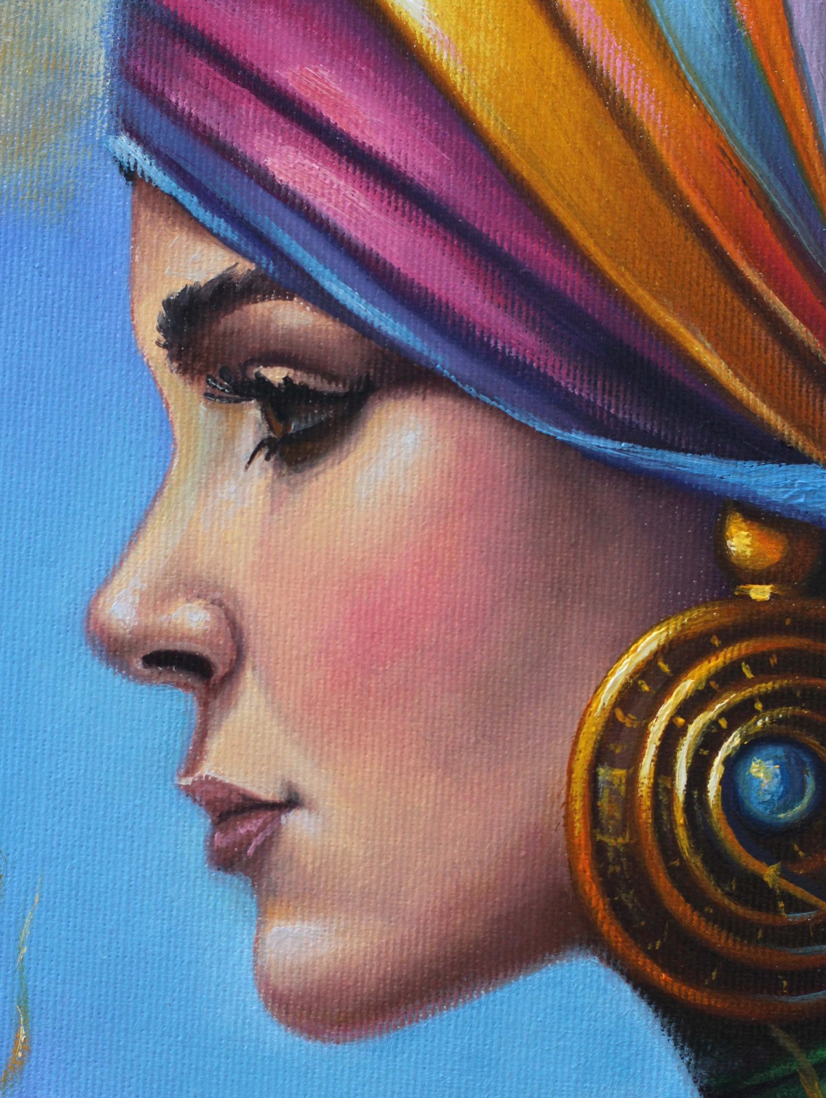 Original Oil Painting Fantasy Woman Portrait Surreal By Sery Dmitry Art