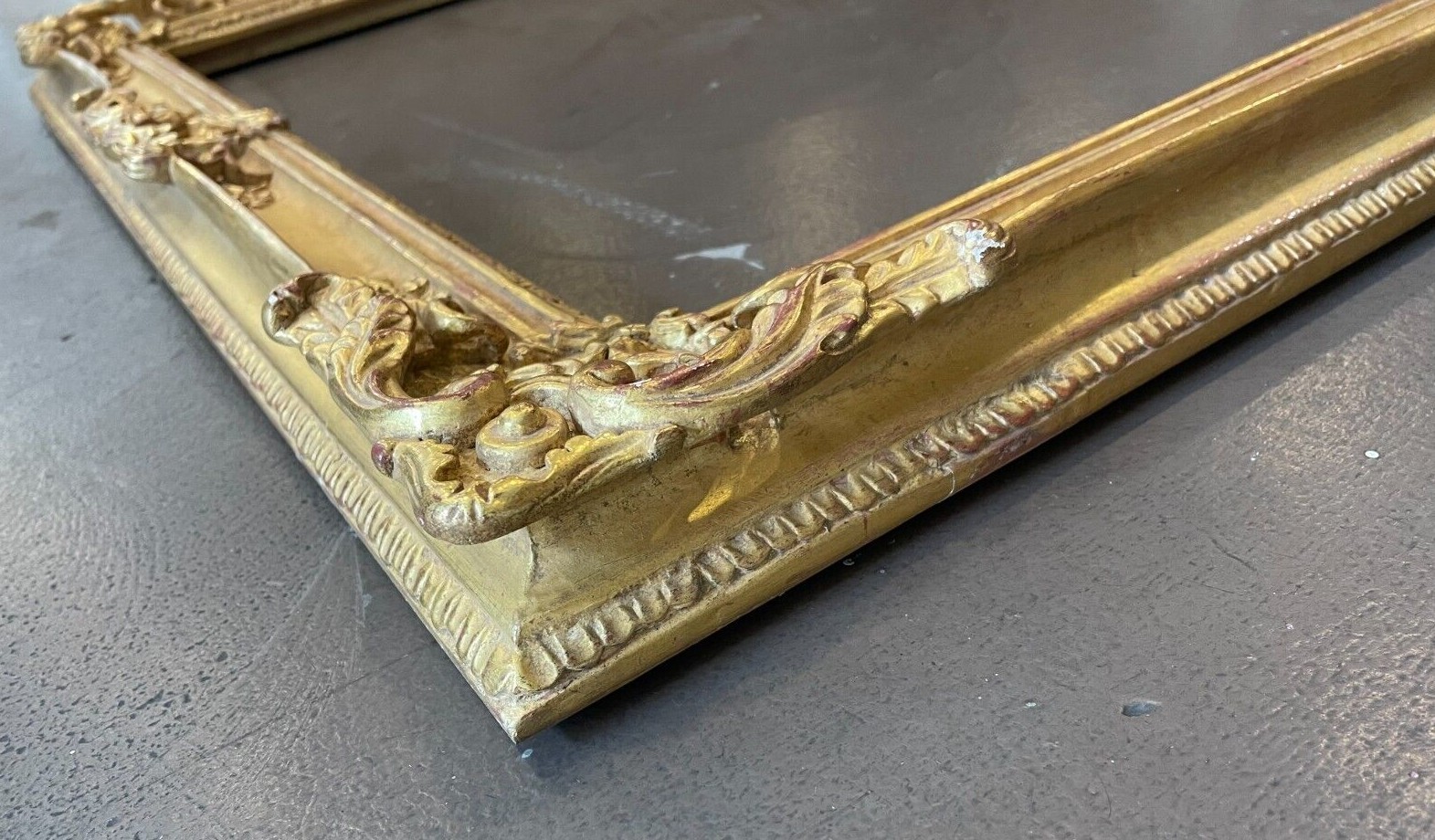 Louis XV -24″ x 30″ SOLID WOOD HAND CARVED PICTURE FRAME GILDED IN 22K GOLD LEAF