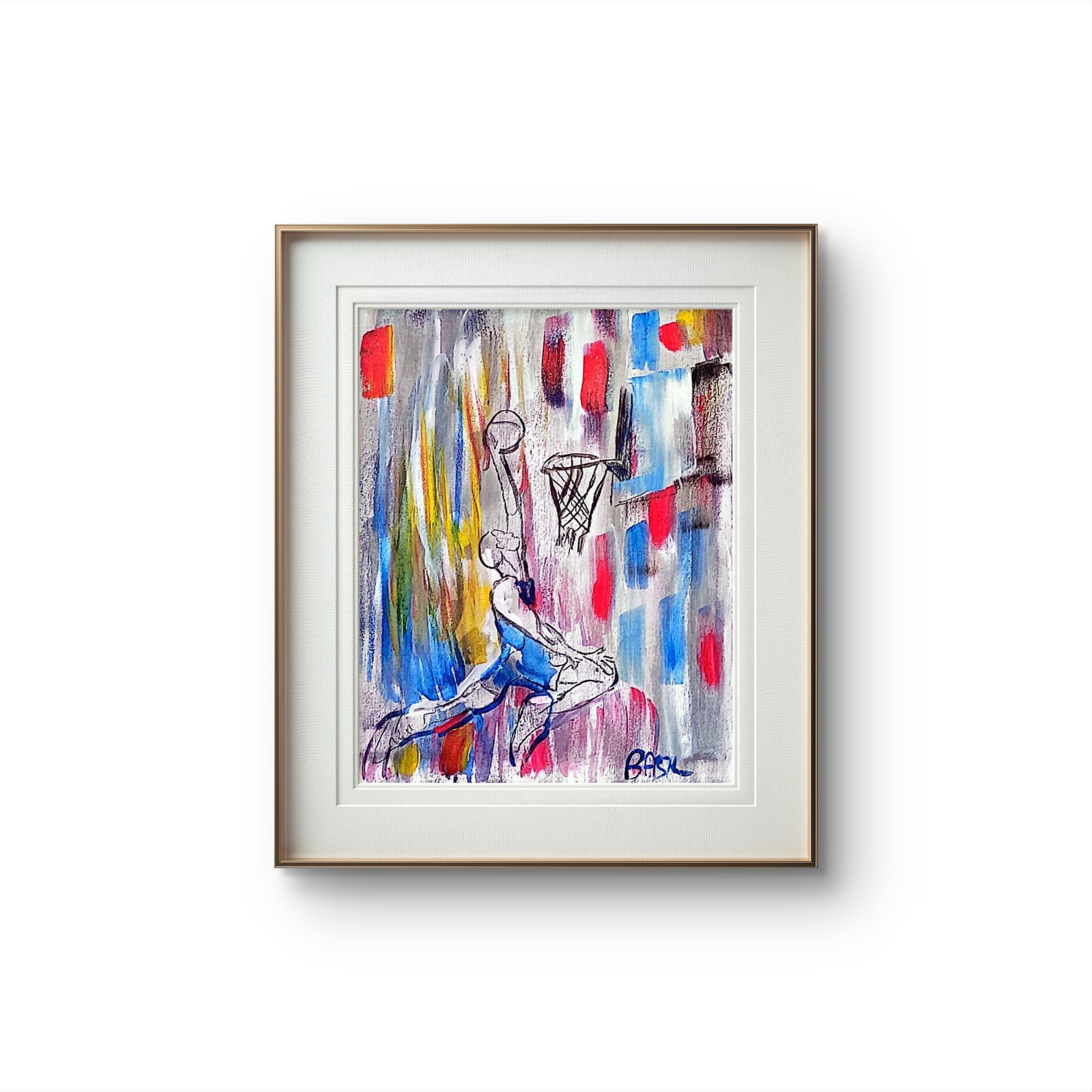 Basketball Dunk Contemporary Expressionist Original Painting.