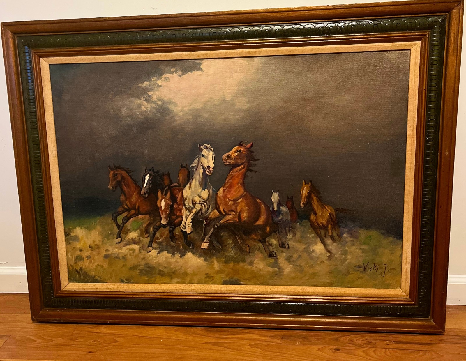 «WILD HORSES» by Hungarian painter János Viski (1891-1987)