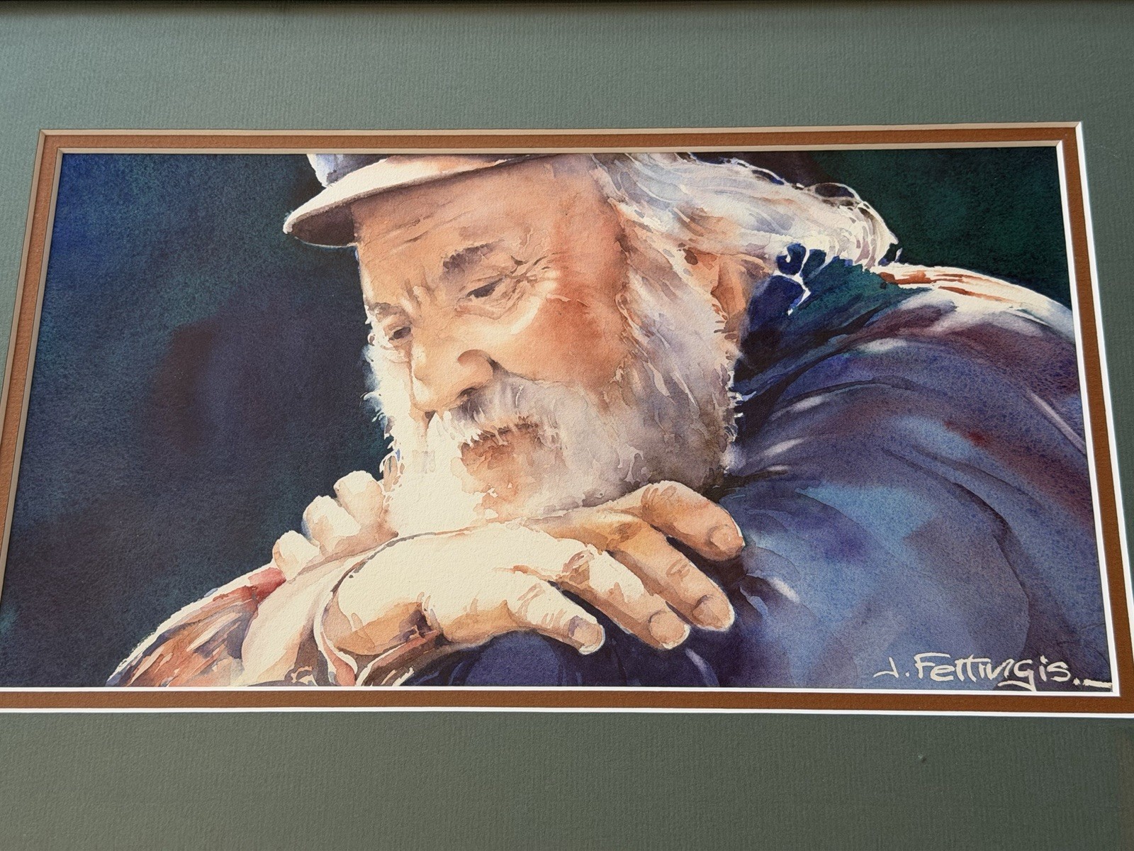 Joseph Fettingis Framed Watercolor Portrait
