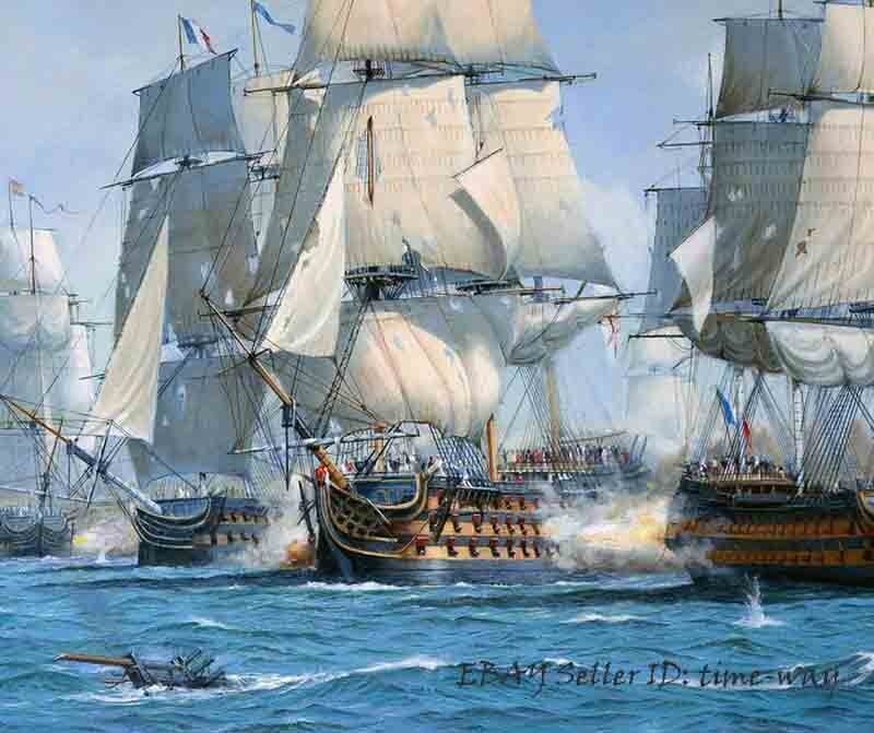 Warships Battle Sailboat Ship Nautical painting Giclee Printed on Canvas P2293