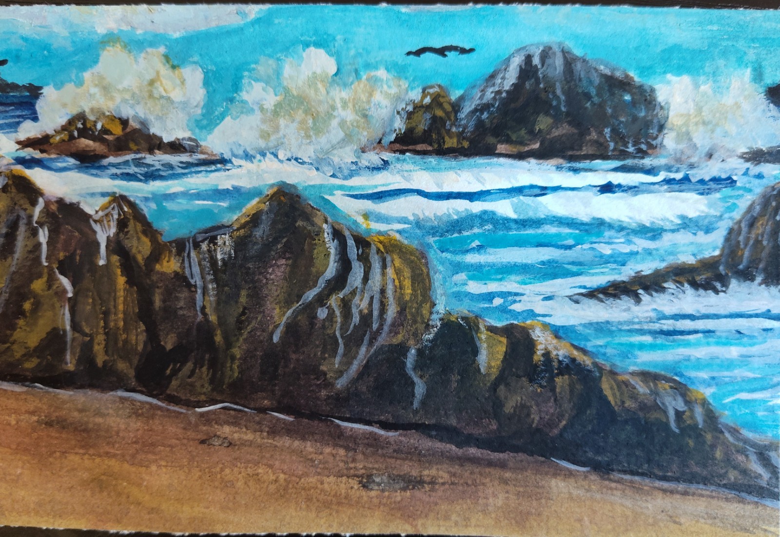 4 X 6 Realism Seascape Coastline Ocean Rocks Landscape Nature Nautical Painting