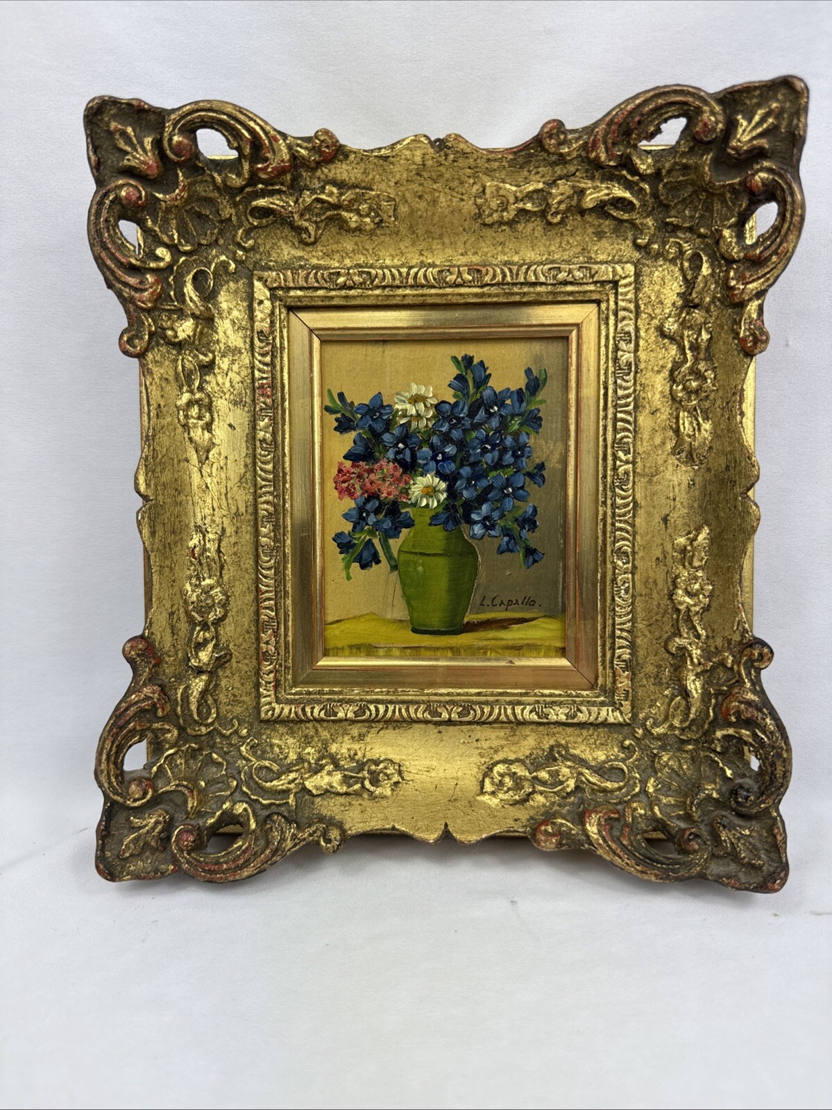 19TH C. Quebec Artist L. Capallo (1843-1902) Original Small Oil Painting 3×5”
