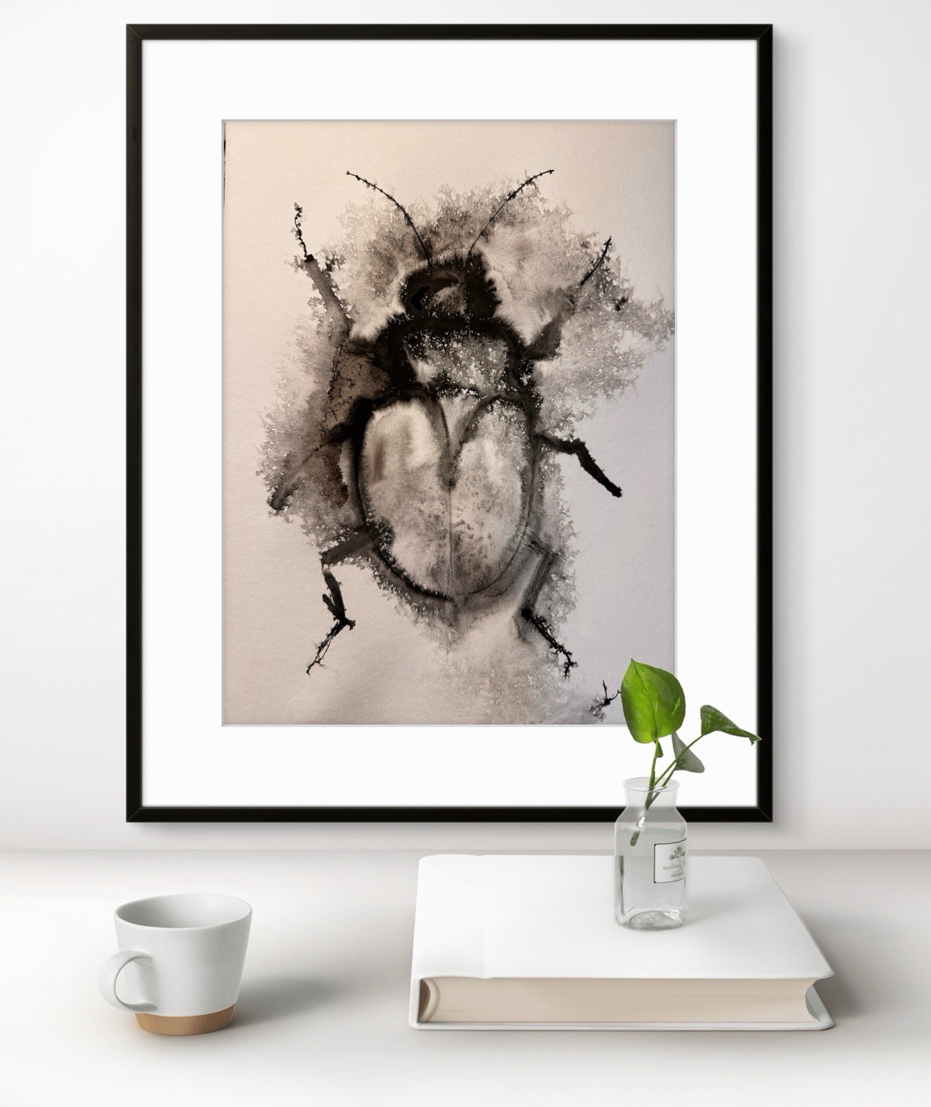 Original Art Beetle 2 9×12 Paper Abstract Painting Expressionism Nature Fine Art