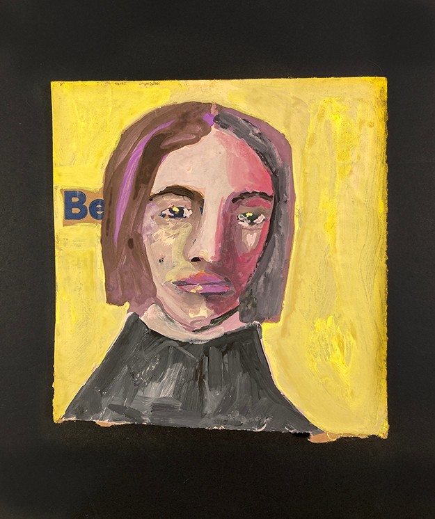Original Portrait Painting Expressive Woman Naive Folk Wall Art Miz Katie