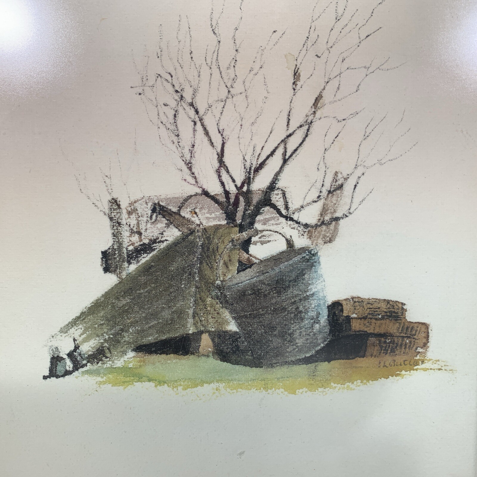 Vintage E.L. Butler Original Watercolor Art Painting “Water Bucket” Signed