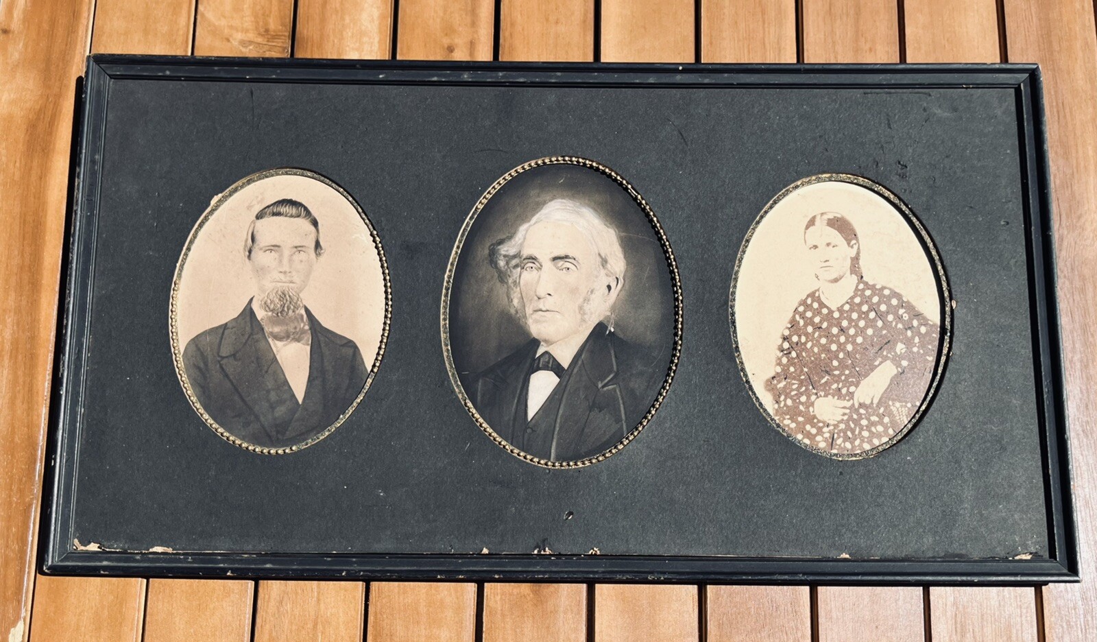 Antique Folk Art Original Portrait Painting(s) framed ~19th C photo.