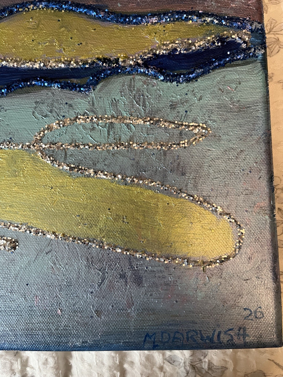 Mixed Media Acrylic Over Canvas original hand painted And Signed By The Artist