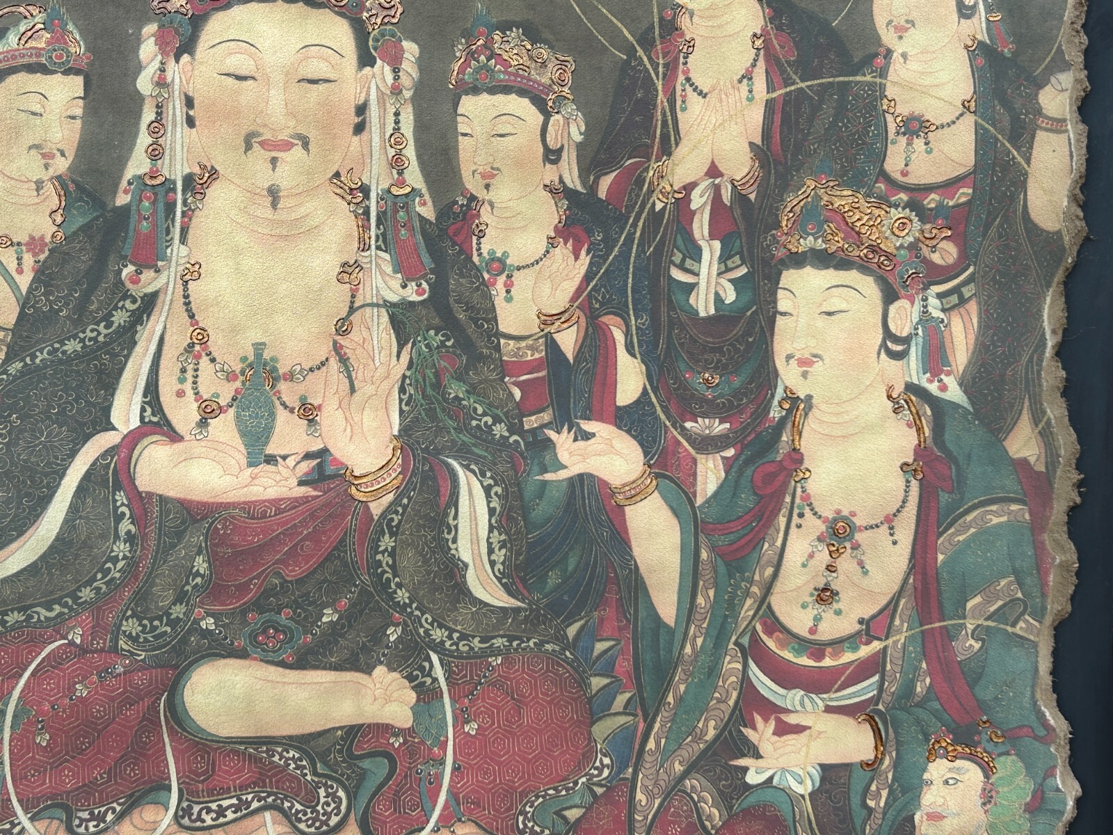 Oriental Tong Dynasty Style Bodhisattva Painting on Paper Mache Wall Art ws4515