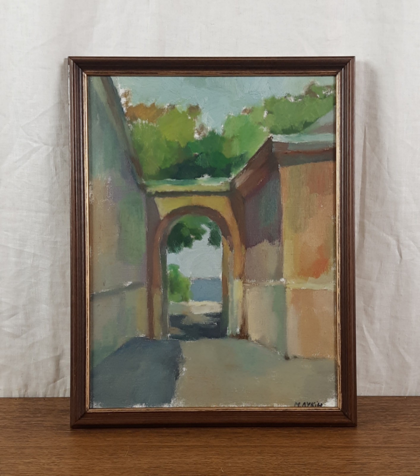Mykola Lukin Original Oil Painting Odesa Art Museum Ukrainian Cityscape Framed