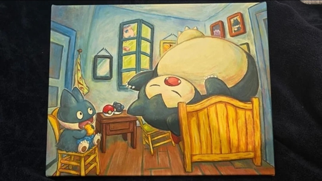 Pokemon x Van Gogh Giclée, Snorlax™ & Munchlax™ 35×45 cm + COA