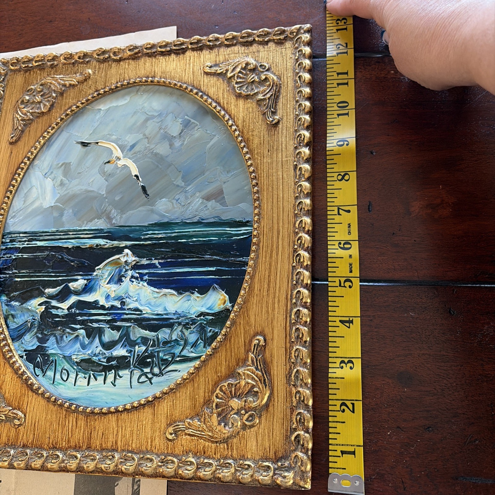 Original Morris Katz Oil On Masonite Painting 1979 Seacoast Framed W Newspaper