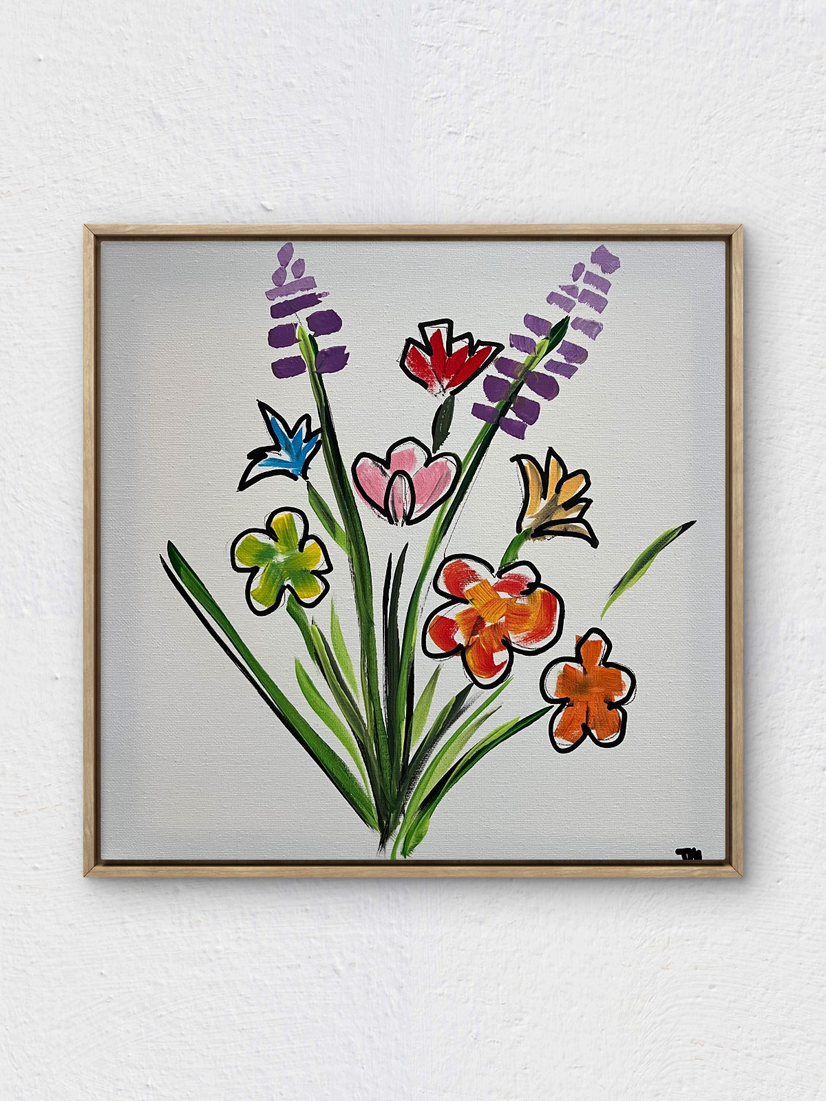 RiverRunArt Original Botanical 12×12 Acrylic Flowers Hand Painted Canvas