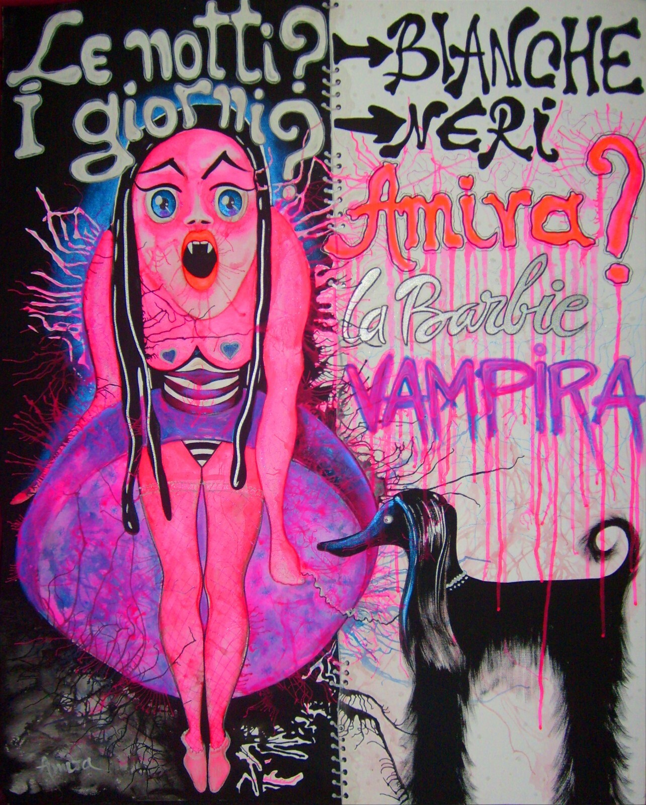 Self Portrait Cartoon Comix Pop Art Painting Contemporary Original Amira Artist