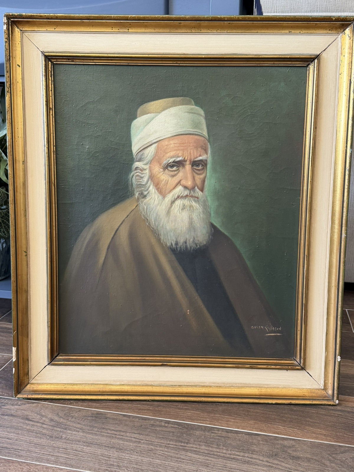 RARE ABDUL BAHA Bahai Oil Painting On Canvas By Suren Kallasin Vintage 1960’s-70
