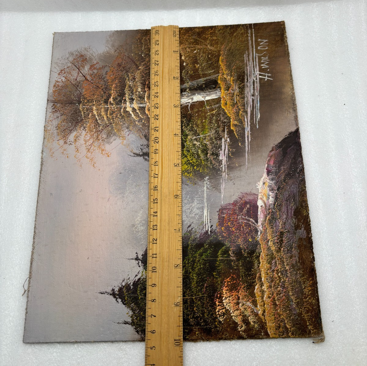 H. Wilson Impressionist Landscape Painting Oil on Board Signed Bottom R 10″x 8″