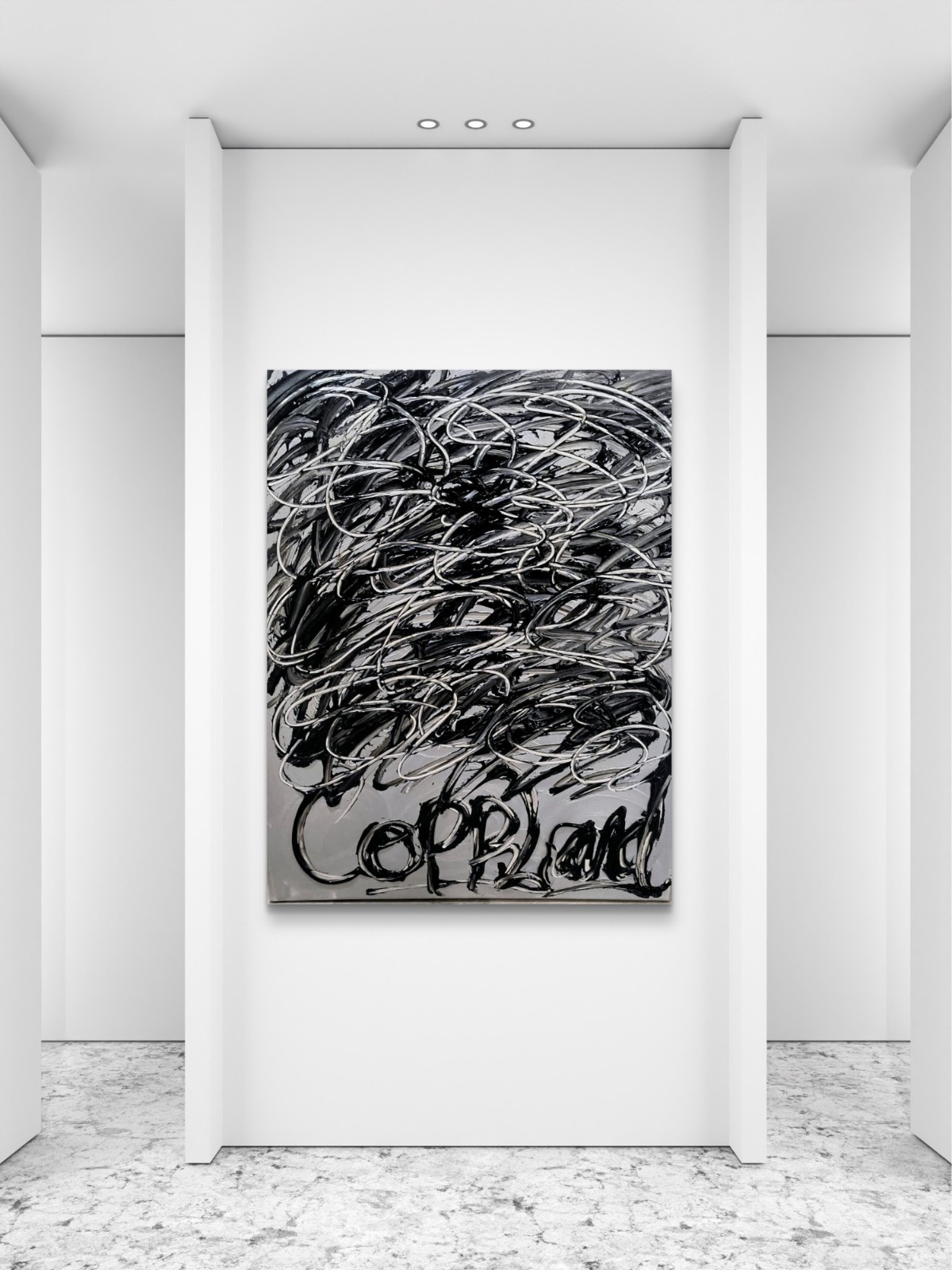 Trey Coppland, Black Night, Abstract Acrylic, 24+36 in, 2026, Signed Original