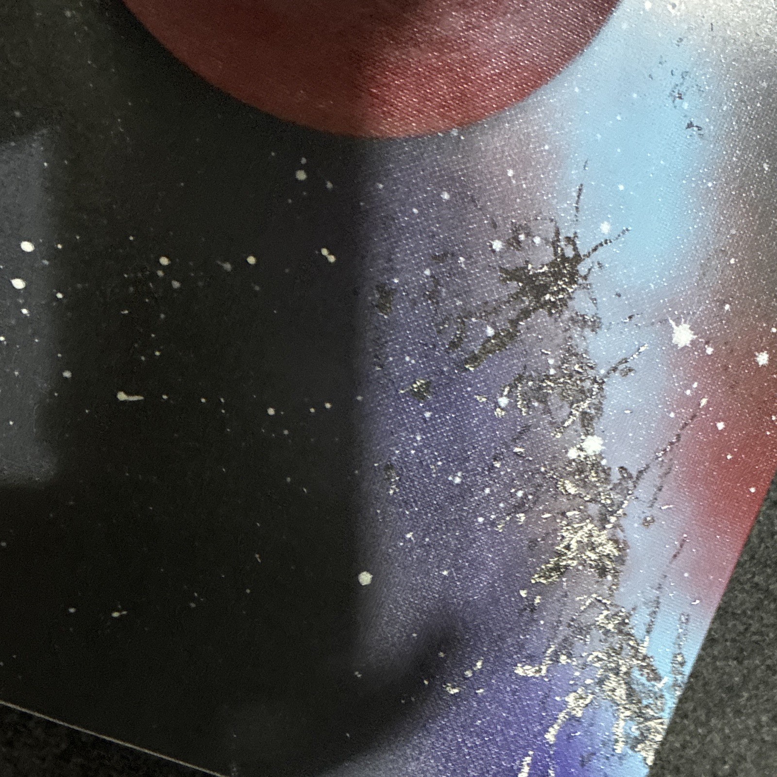 Abstract Outer Space Planet Galaxy Painting on Canvas – Red Planet Starfield