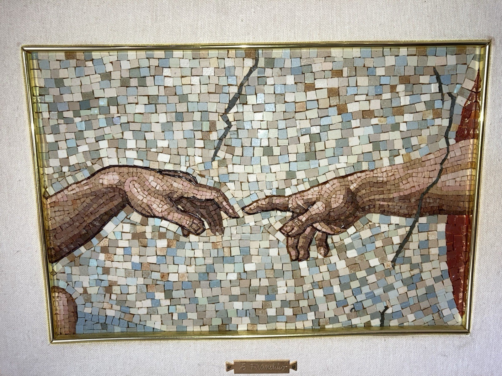 RARE VATICAN LARGE ICONOGRAPHIC MICRO MOSAIC MASTERPIECE SIGNED TRAVERSARI 1999