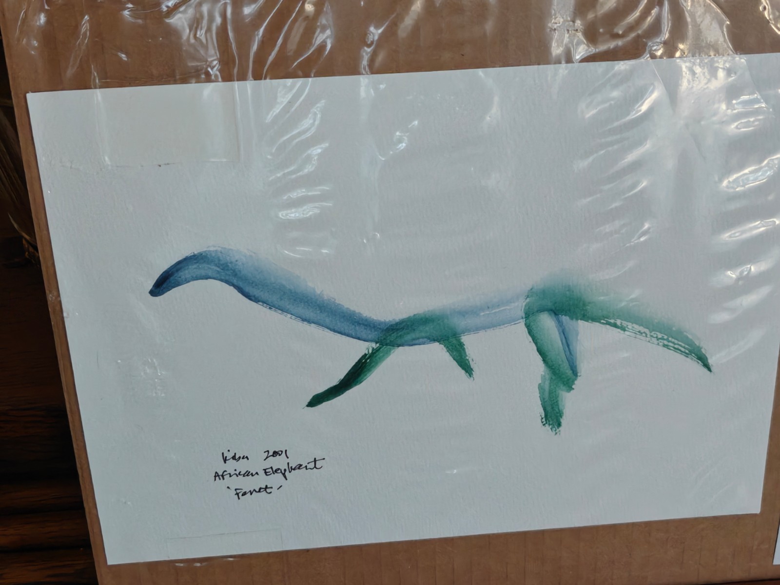 Original Watercolor Painting ‘Ferret’ by African Elephant Kiba 2001