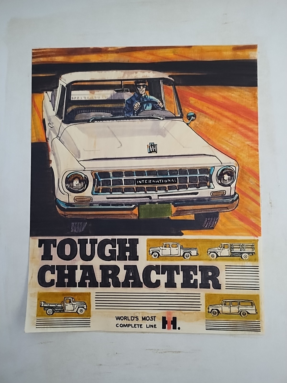 Car orig Painting Illustration International Harvester IH 1963 Truck 32/40