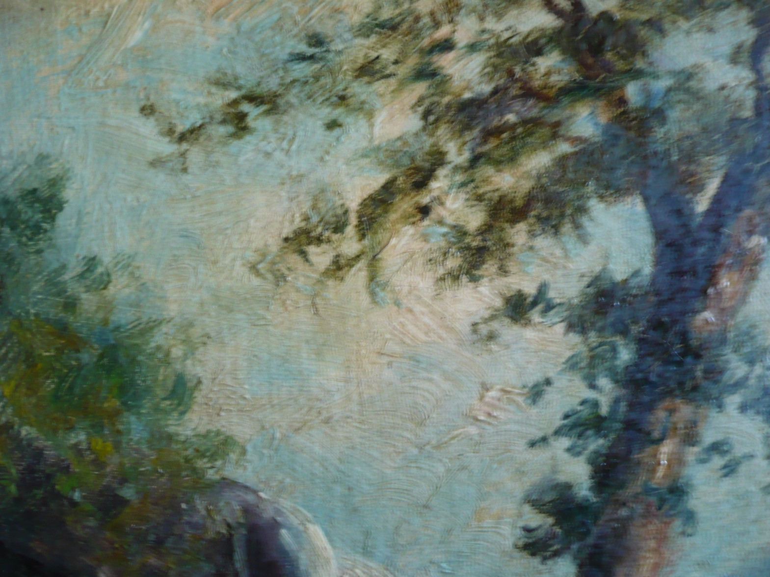 MINA BOEHM METZGER, NEW YORK IMPRESSIONIST OLD ANTIQUE, FOREST NATURE WATERFALL