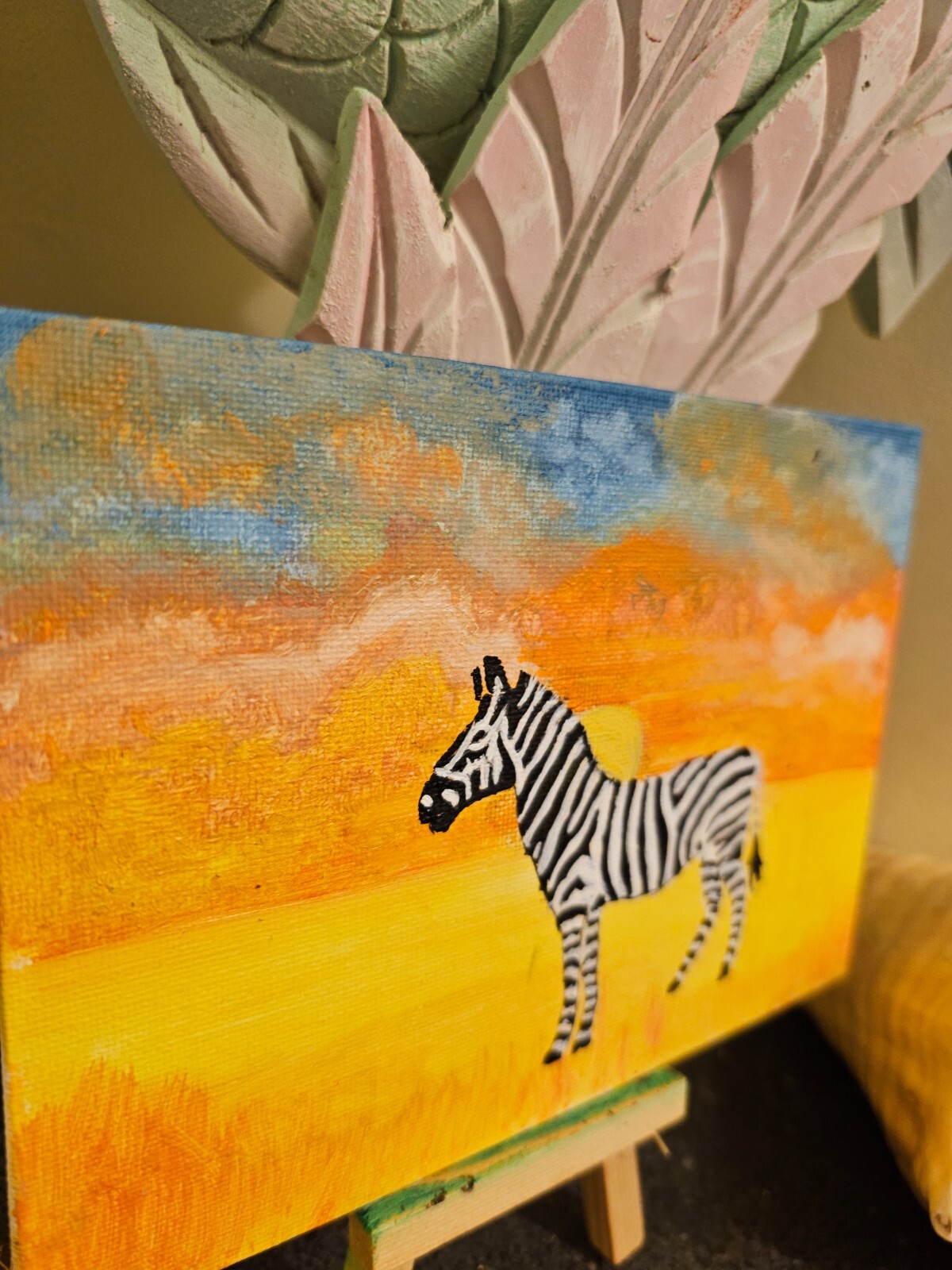 Zebra Painting Sunset Animals Original Oil Painting Nursery Wall Art