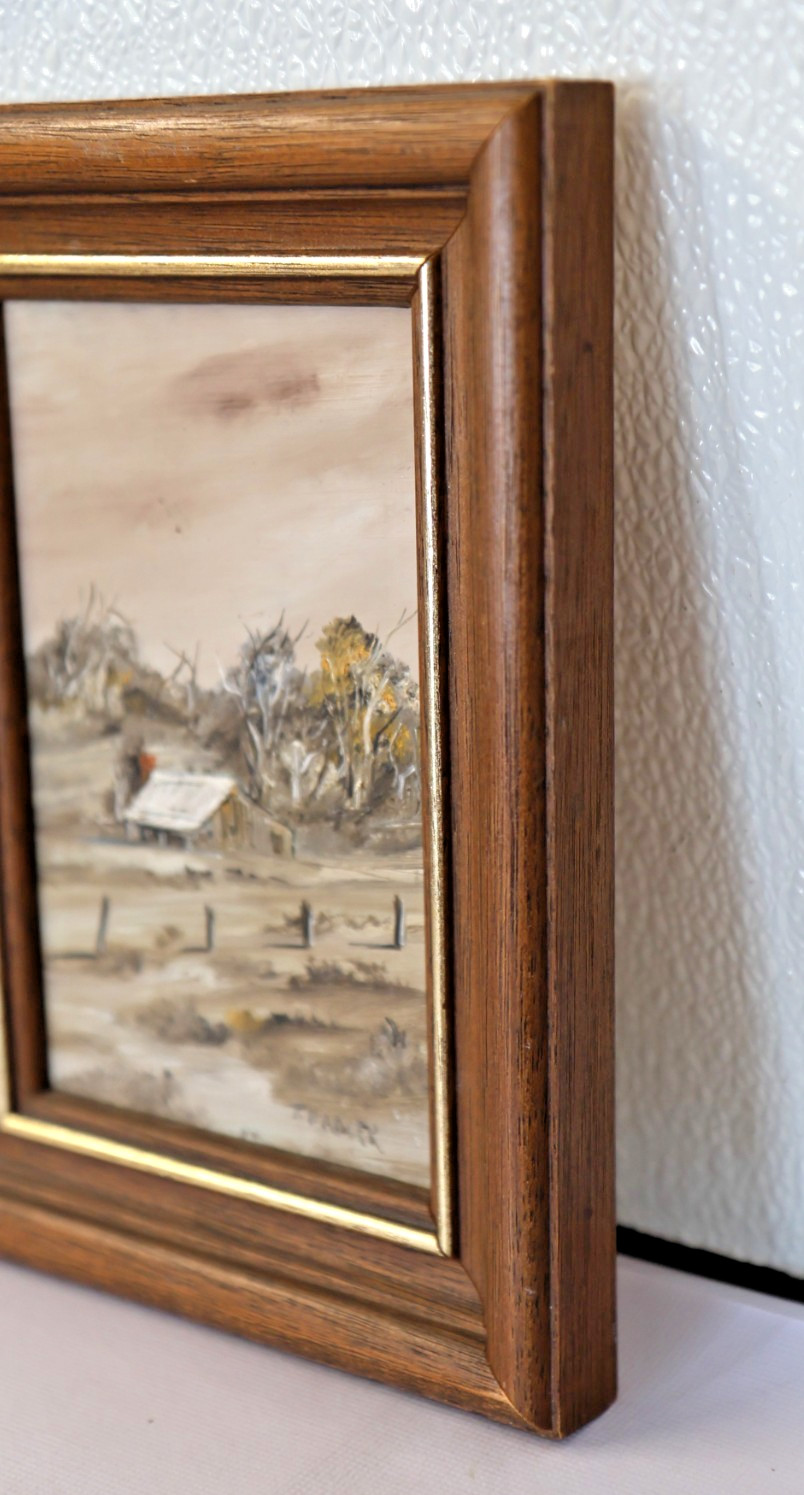 Terrence John Hadler Original Miniature Oil Paintings Pair Framed Australian 6×8
