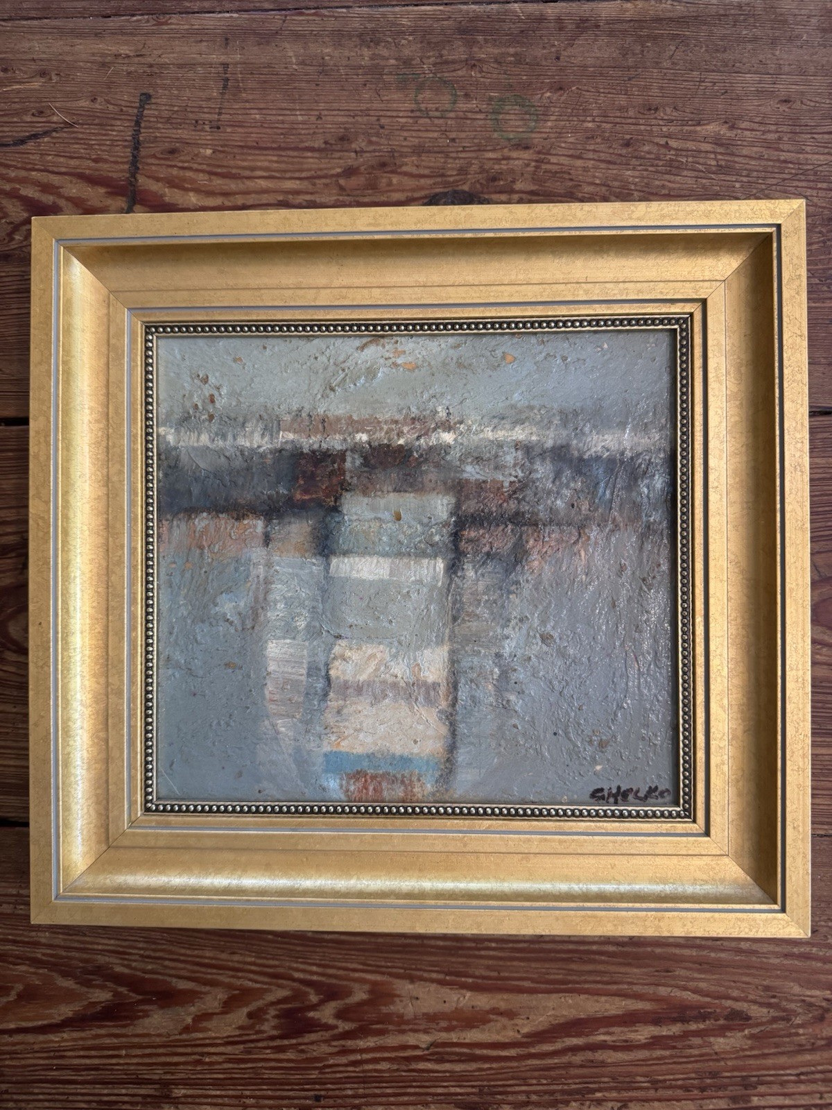 Abstract Oil On Mounted Paper Painting of Harbor Scene – Paul Chelko 1935-2007