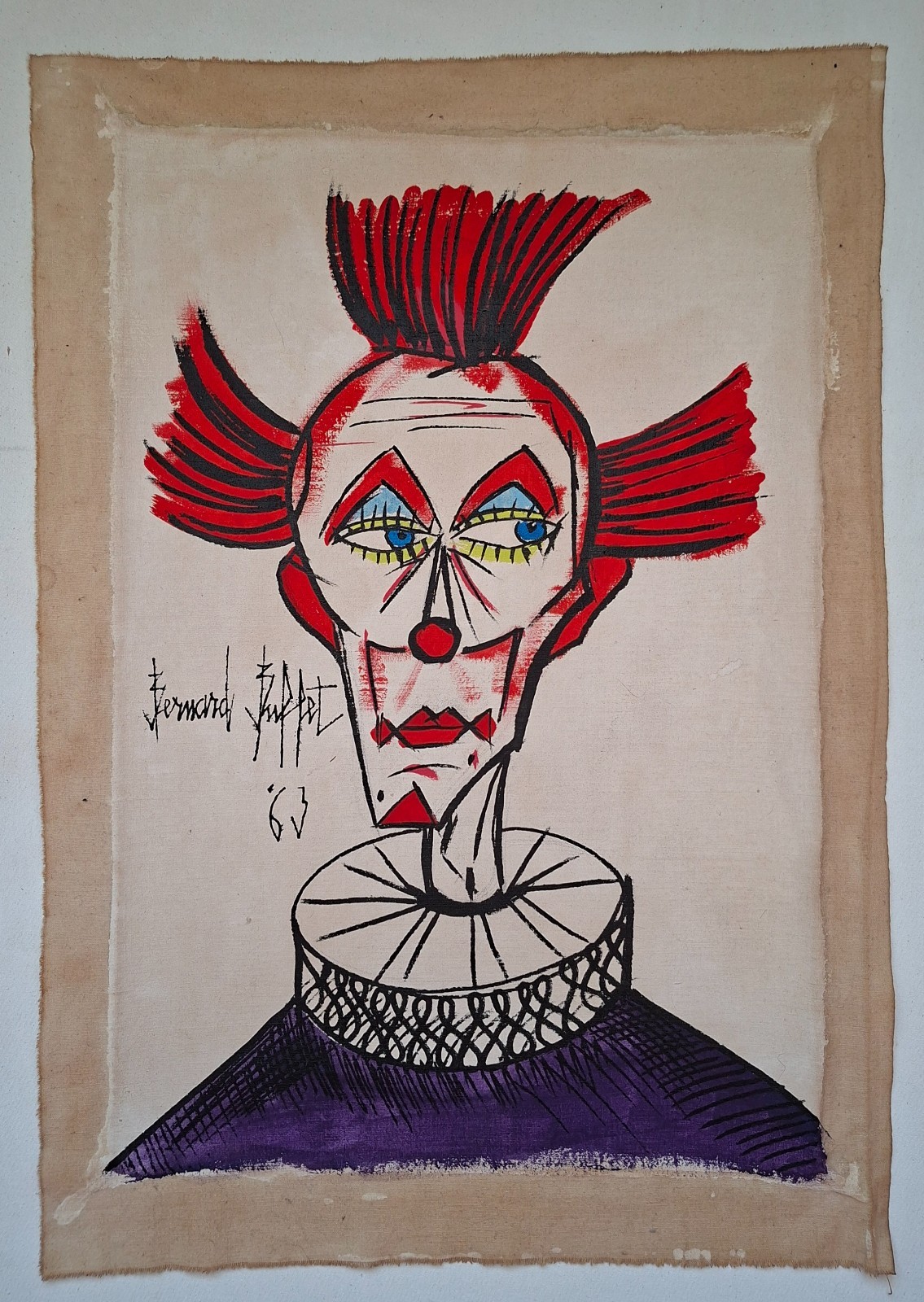 Bernard Buffet Signed Expressionist Oil Painting on Canvas – French Modern Art