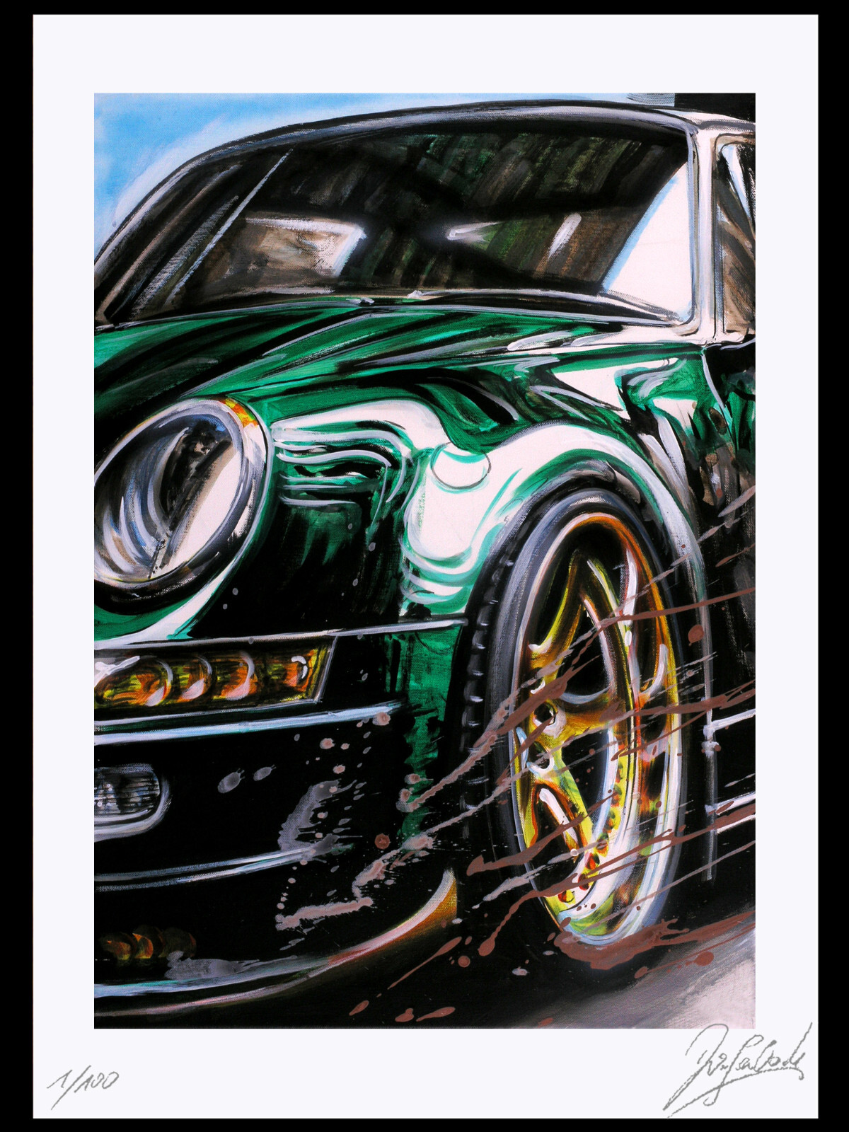 Art Graphics, Graphic, «Porsche» Picture, Car, Hand Signed, Limited, NO PHOTO!