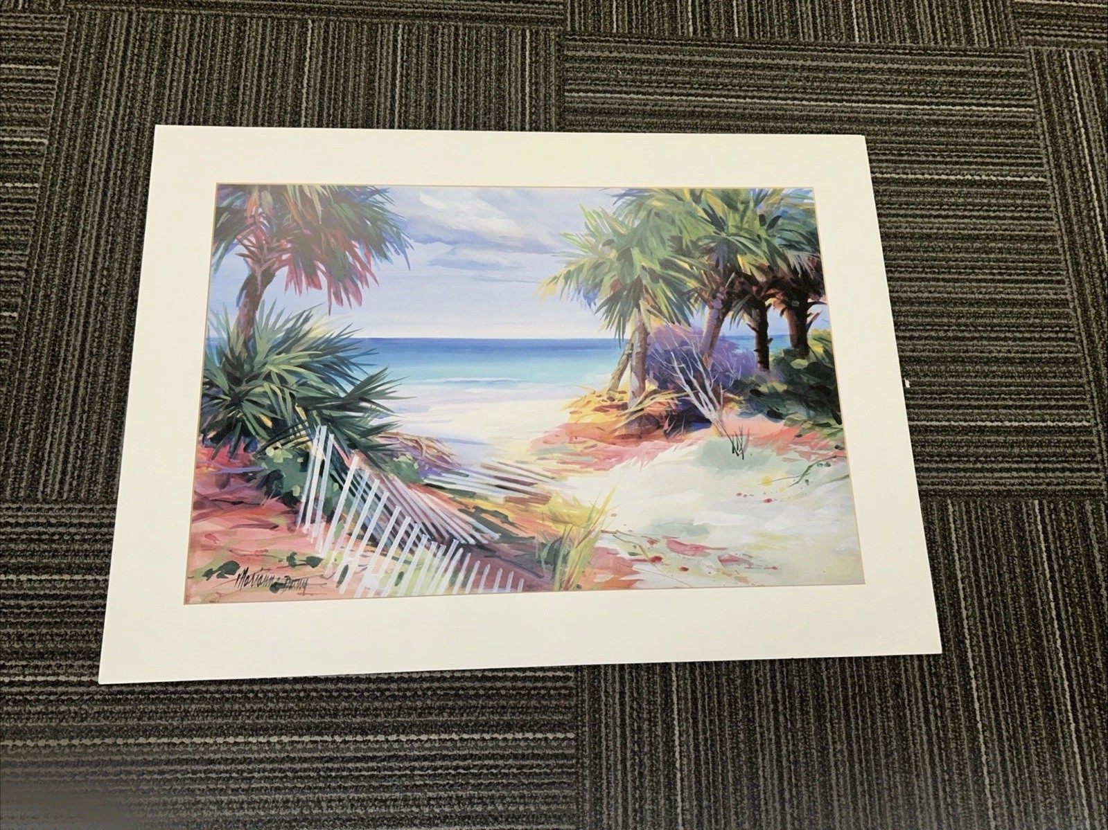 Marianne Wooten Dunn Original Watercolor Painting Florida Beach Large Dry Mount