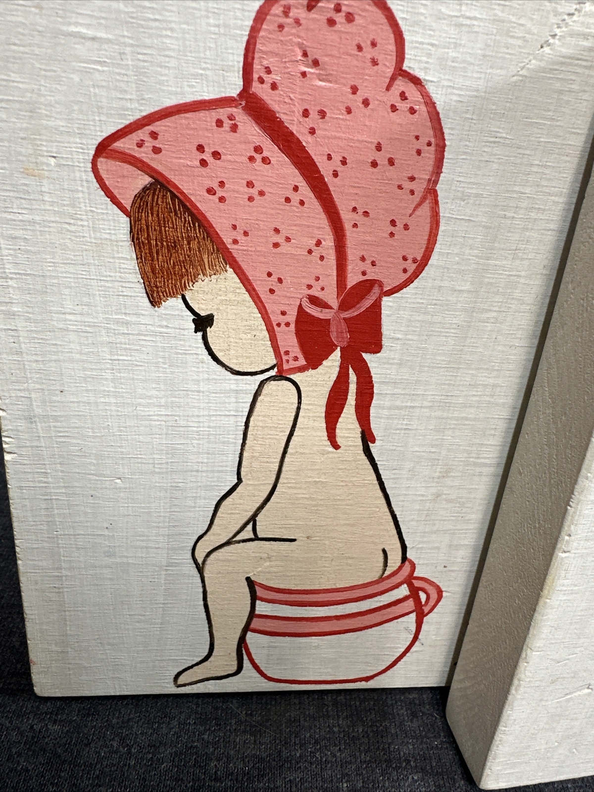 Vintage 1987 Whimsical Hand Painted Boy & Girl Hand Crafted Art Paintings Signed