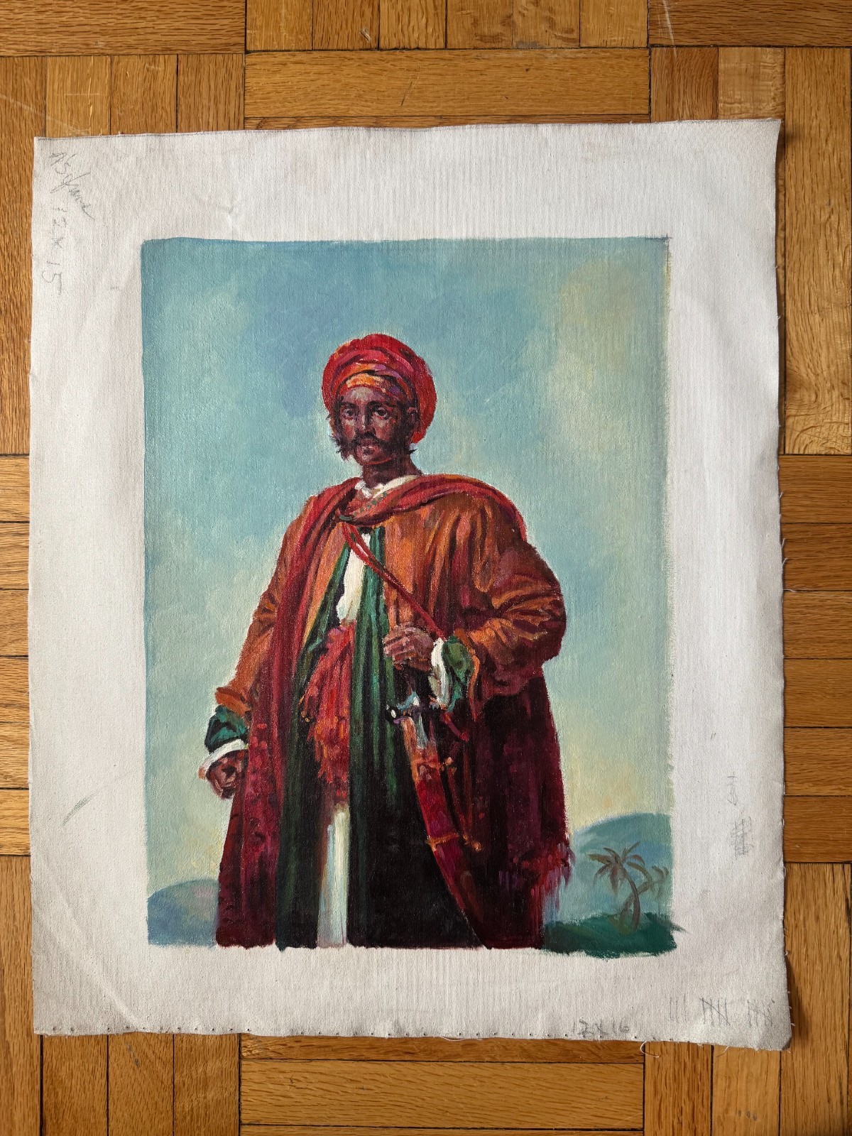 Vintage Contemporary Acrylic Canvas Painting Portrait Indian Girodet-Trioson