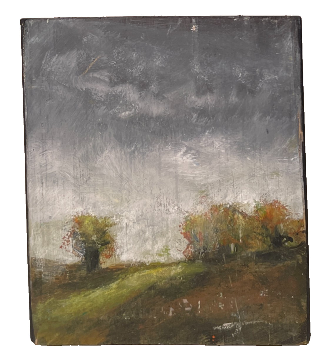 Mary Myers Original Art Block Moody Autumn Trees Reclaimed Wood