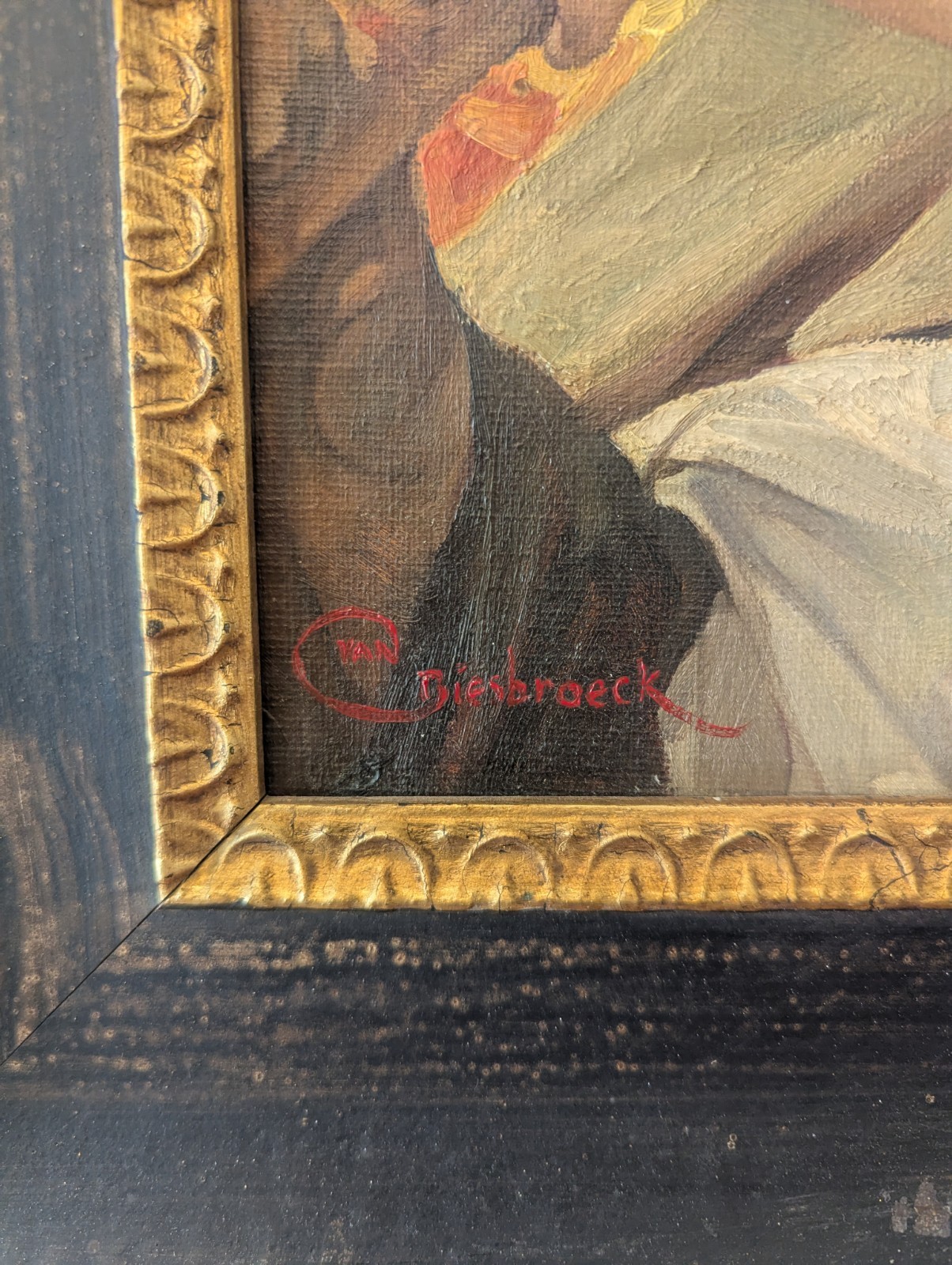 Jules Van Biesbroeck Original Oil Painting North African Arab Man White Turban